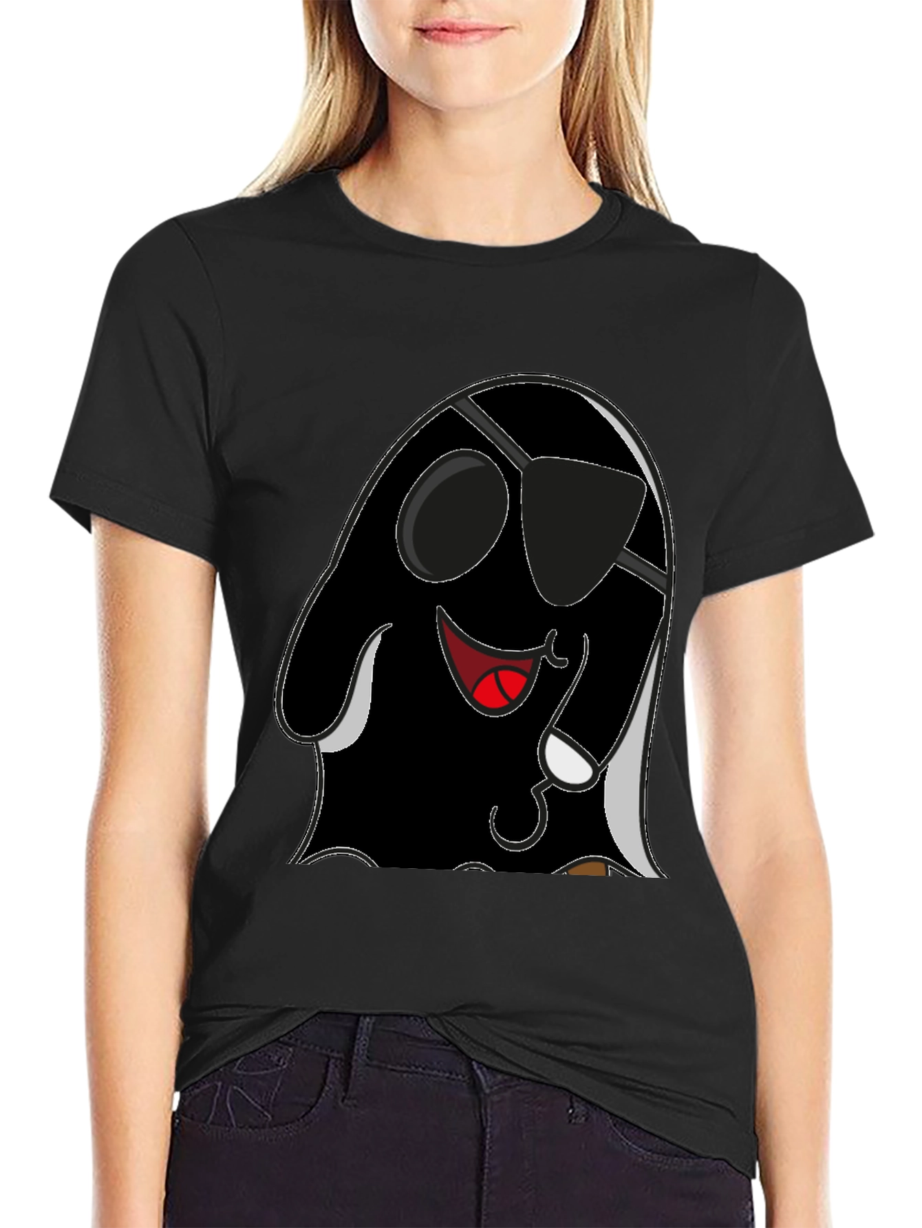Cool Pirate Ghost Graphic Tee - Black Cotton Shirt