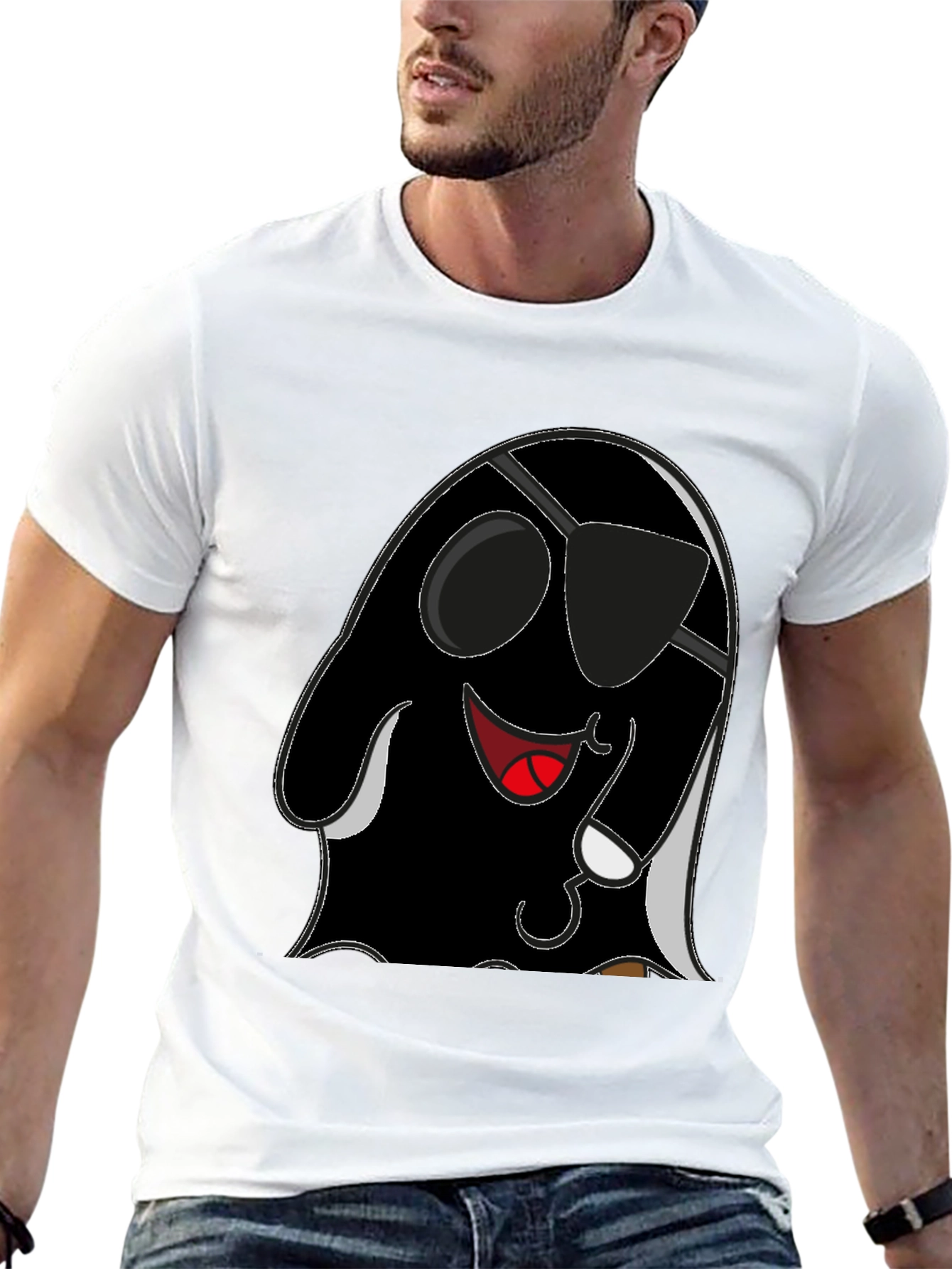 Cool Pirate Ghost Graphic Tee - Black Cotton Shirt