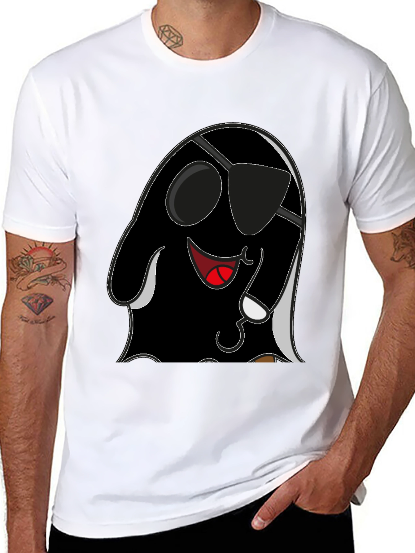 Cool Pirate Ghost Graphic Tee - Black Cotton Shirt