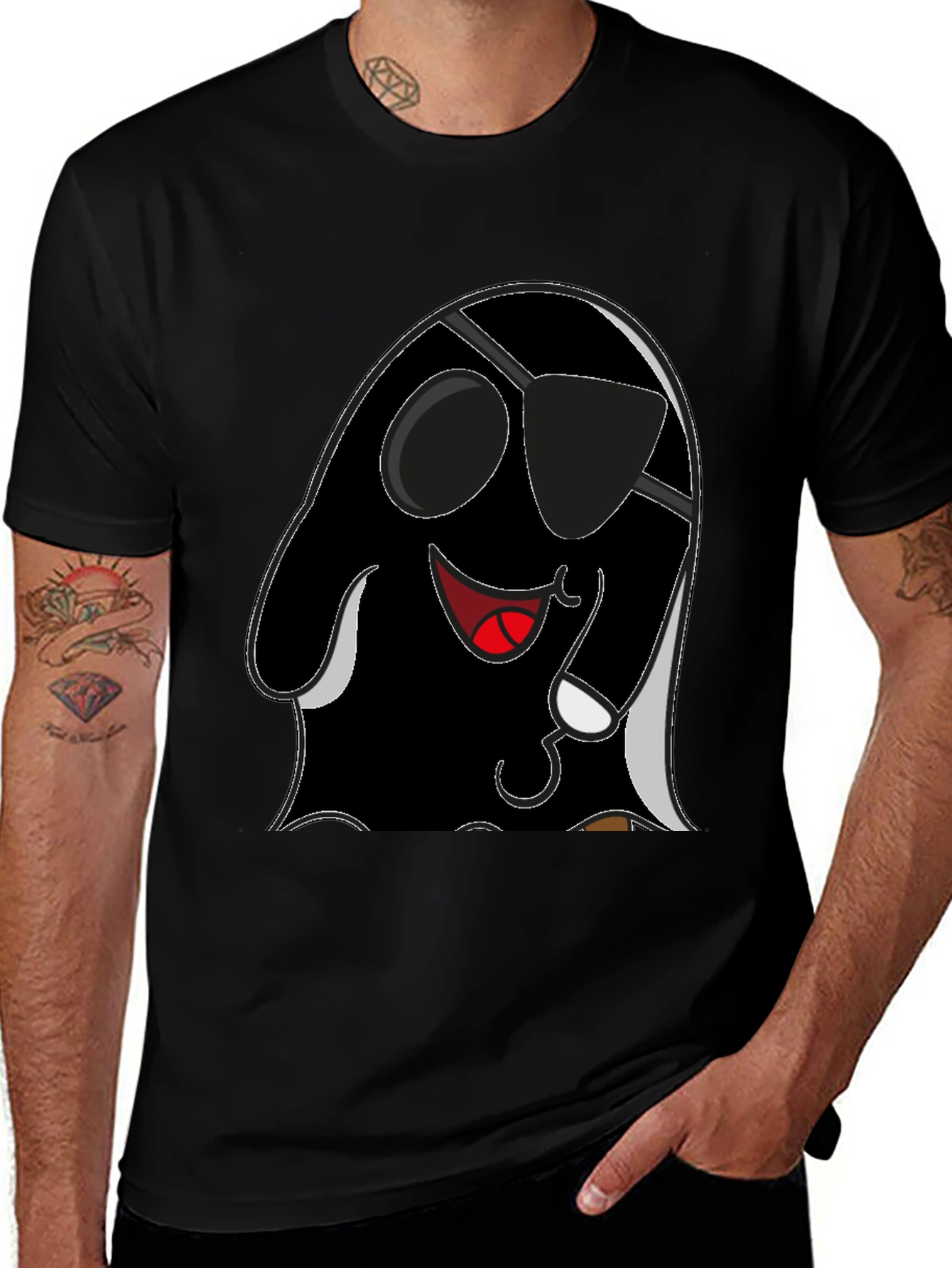Cool Pirate Ghost Graphic Tee - Black Cotton Shirt