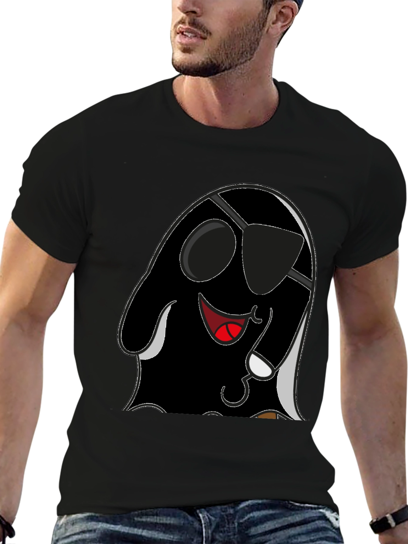 Cool Pirate Ghost Graphic Tee - Black Cotton Shirt