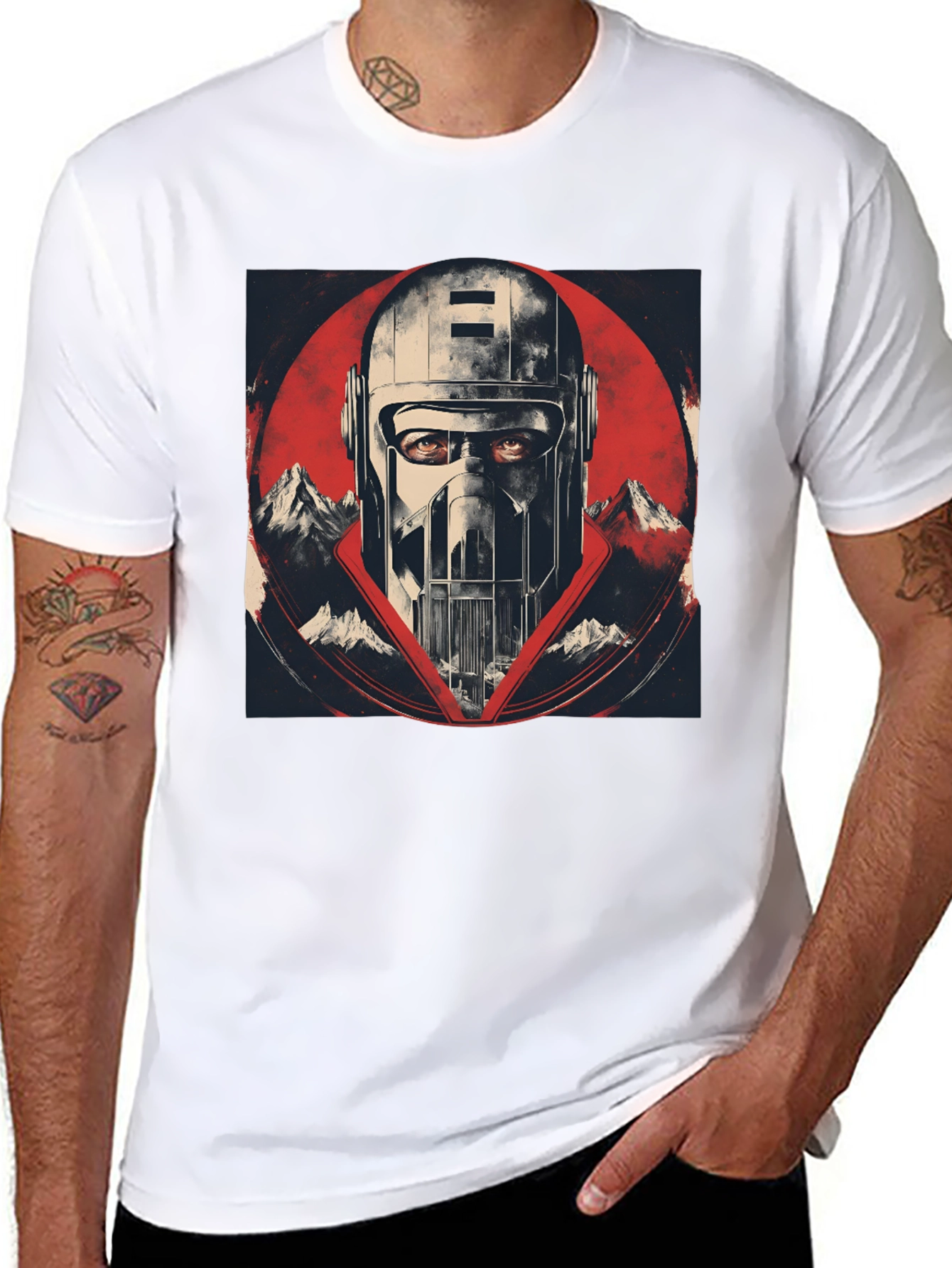 Retro Sci-Fi Helmet Graphic T-Shirt