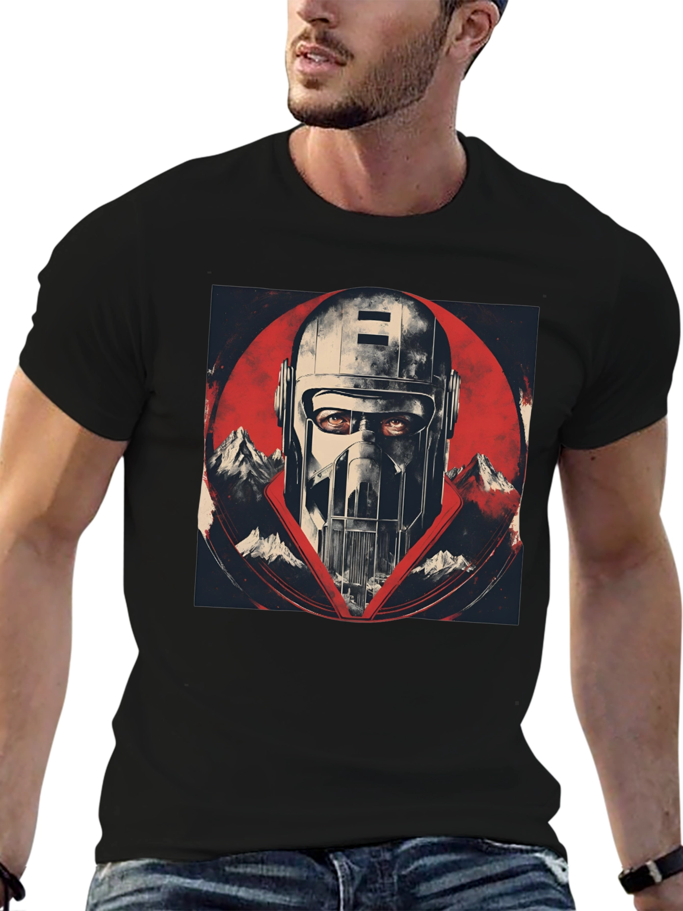 Retro Sci-Fi Helmet Graphic T-Shirt