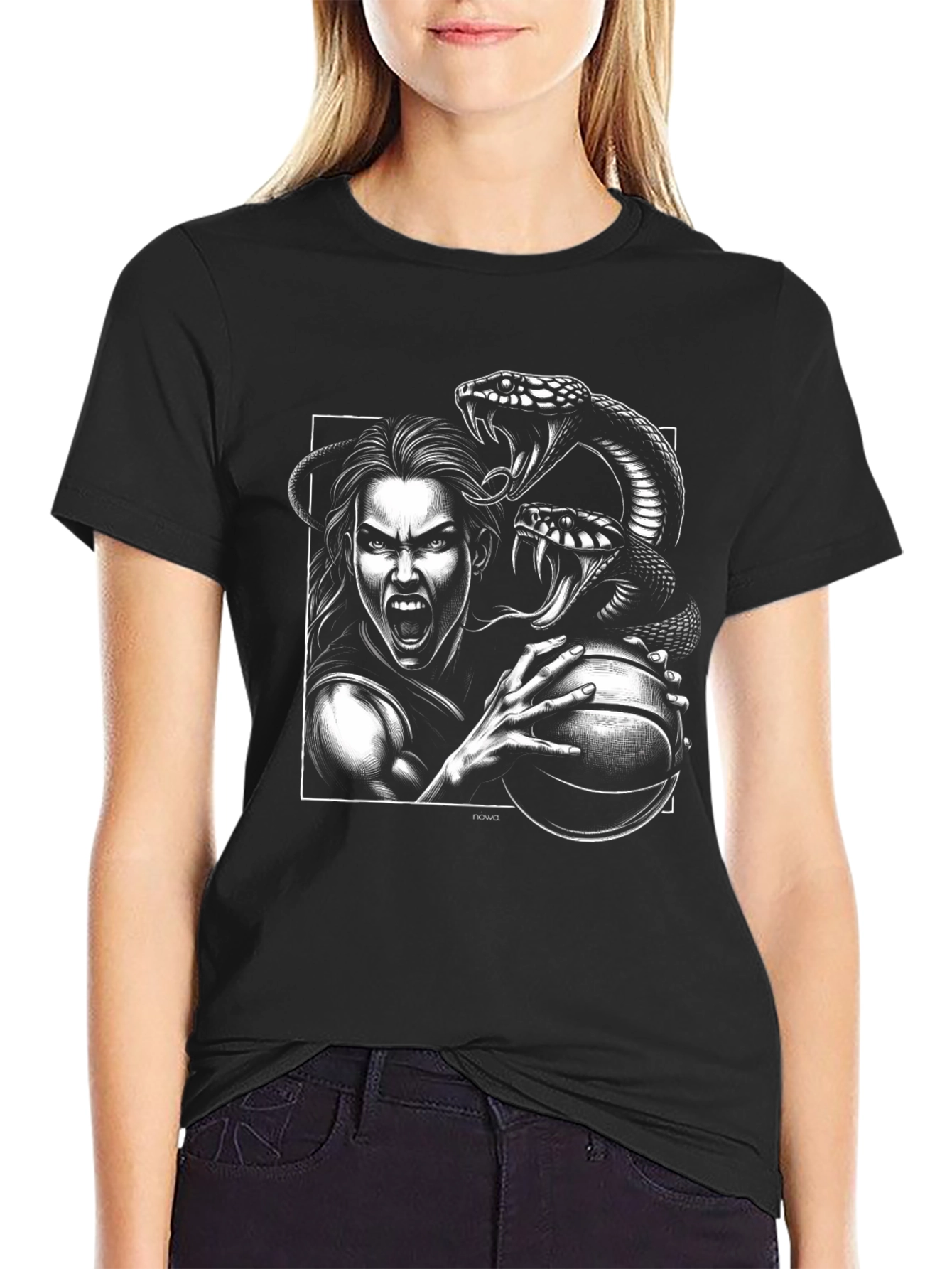 Basketball Snake Graphic Black T-Shirt