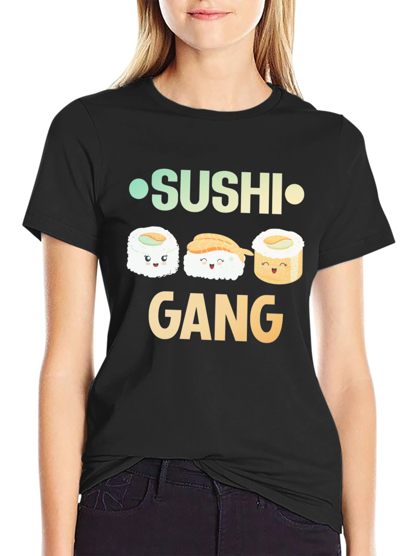 Sushi Gang Graphic T-Shirt - Black Crew Neck Tee