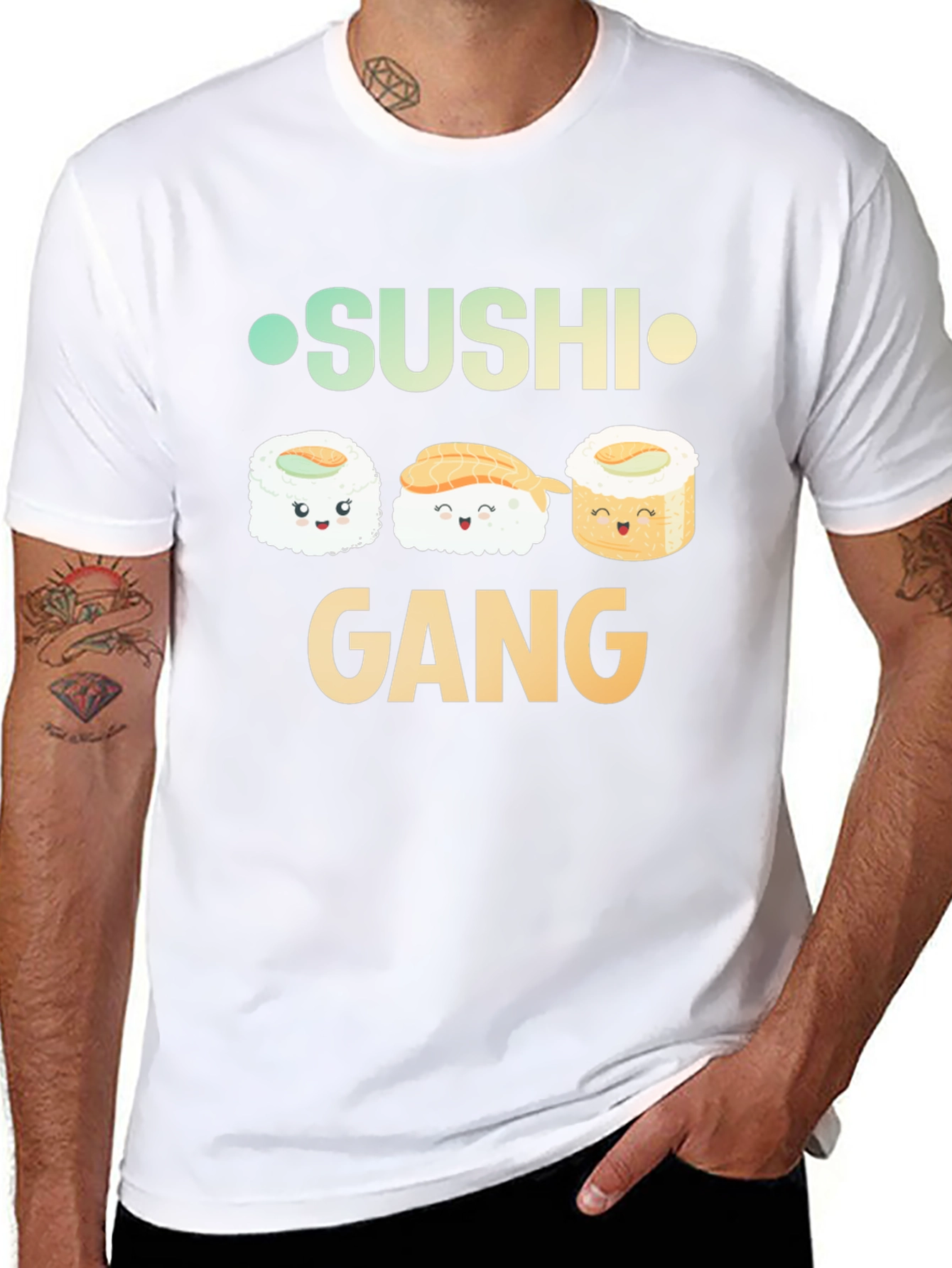 Sushi Gang Graphic T-Shirt - Black Crew Neck Tee
