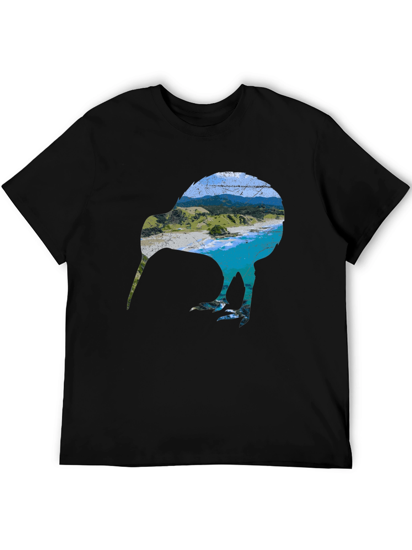 Kiwi Bird Landscape Graphic Tee - Black
