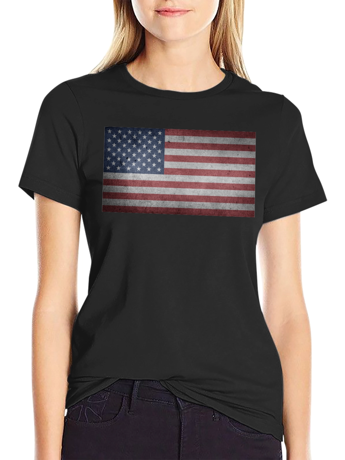 American Flag Graphic Tee - Patriotic Black T-Shirt