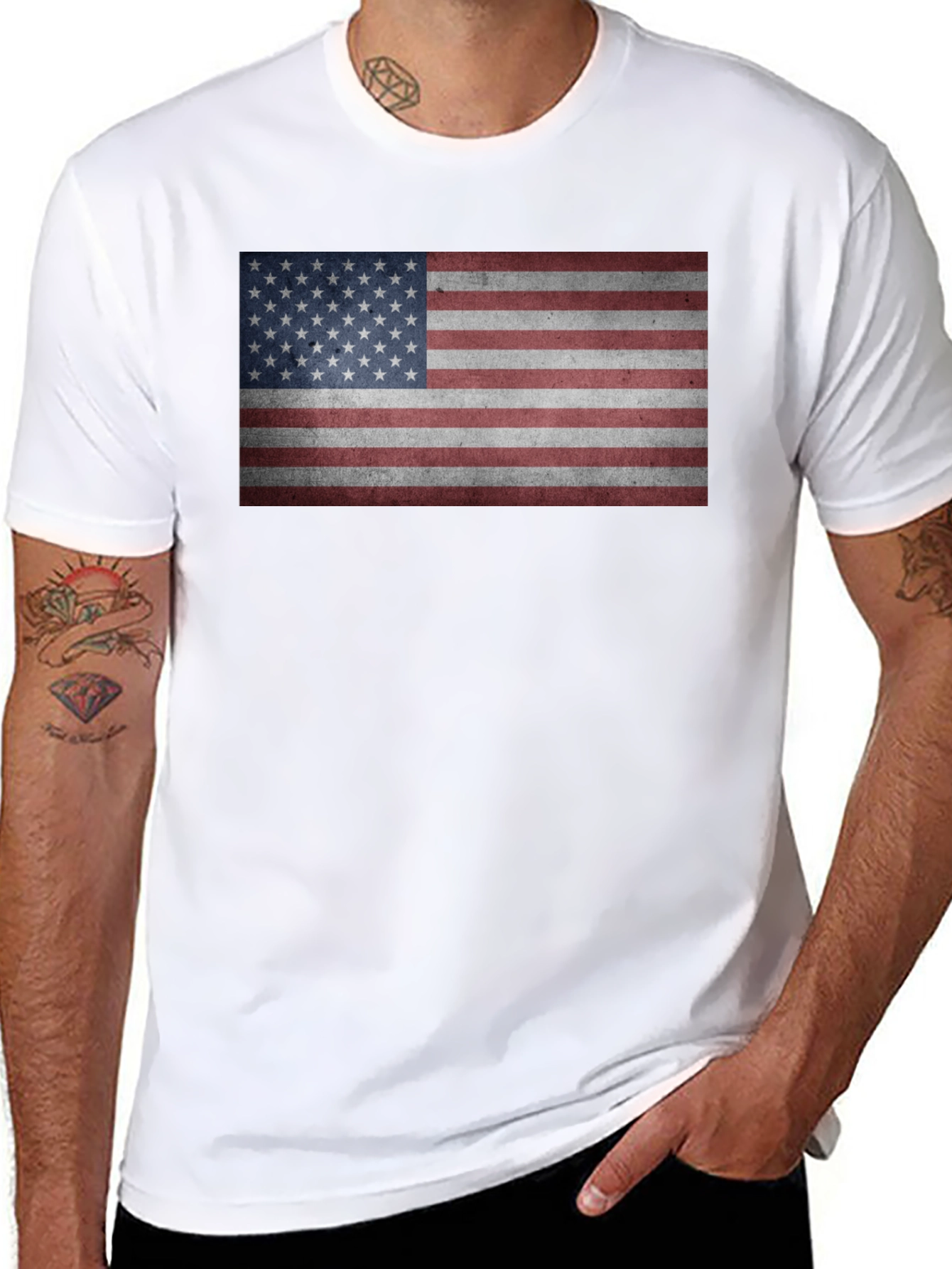 American Flag Graphic Tee - Patriotic Black T-Shirt