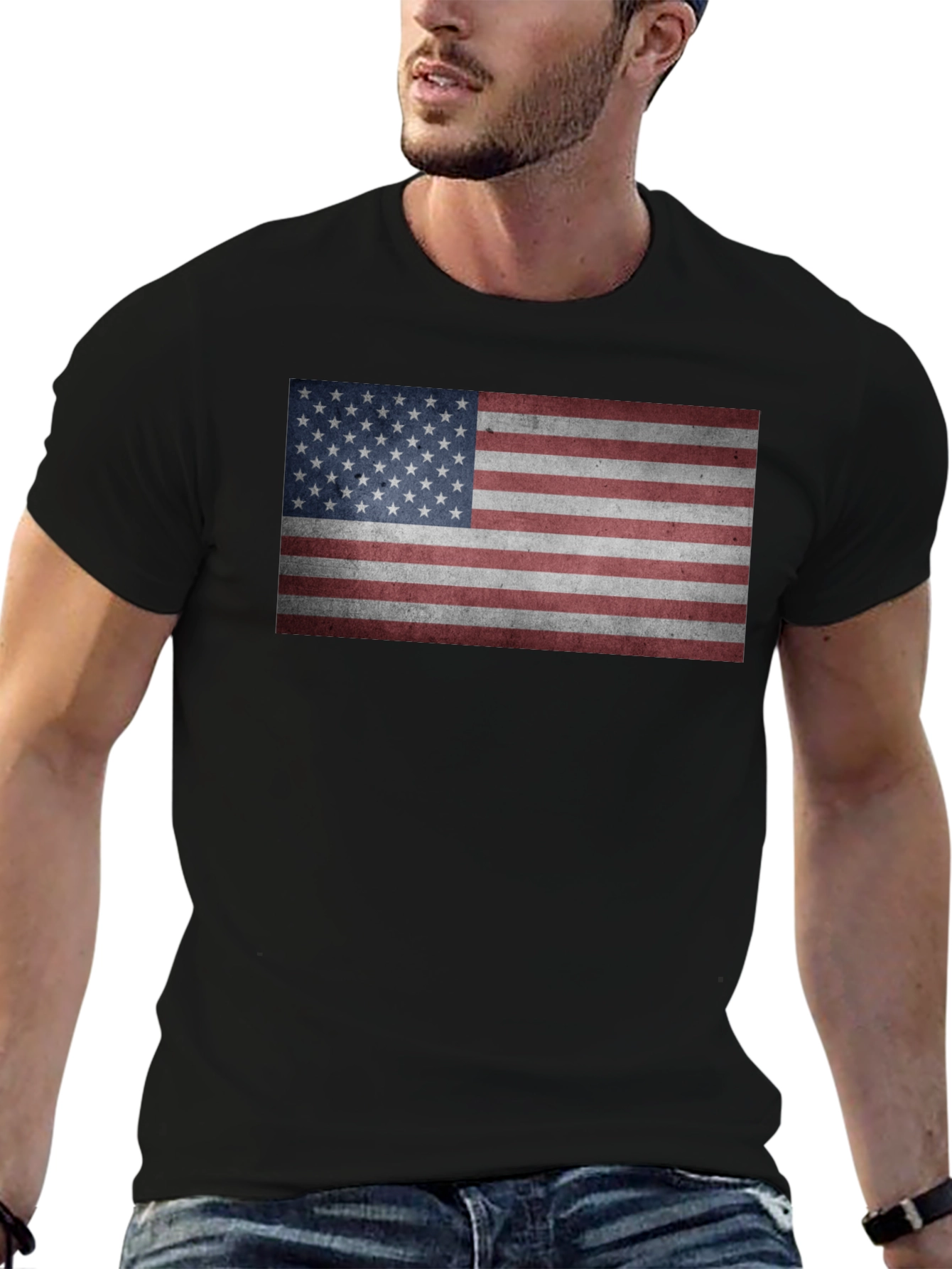 American Flag Graphic Tee - Patriotic Black T-Shirt