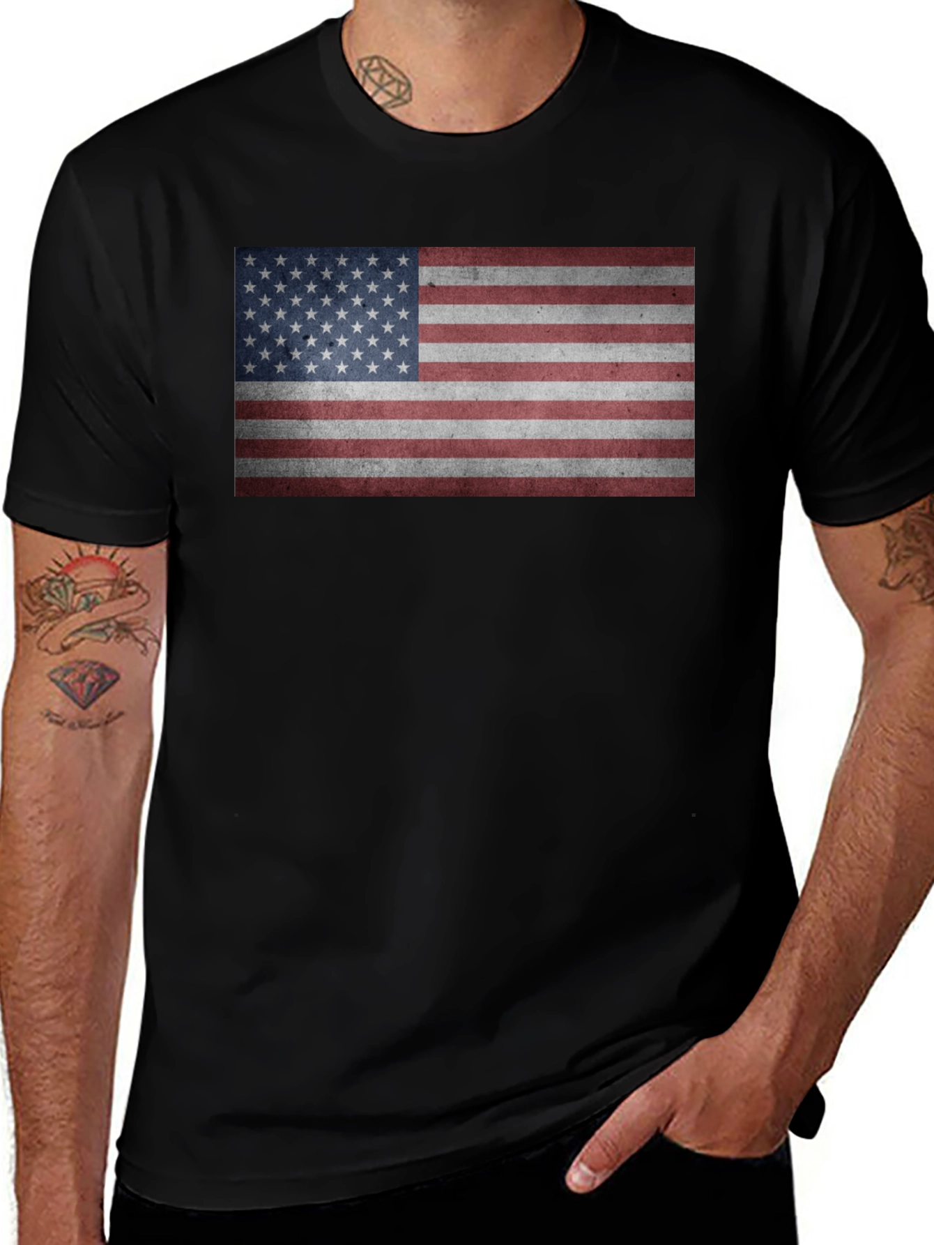 American Flag Graphic Tee - Patriotic Black T-Shirt