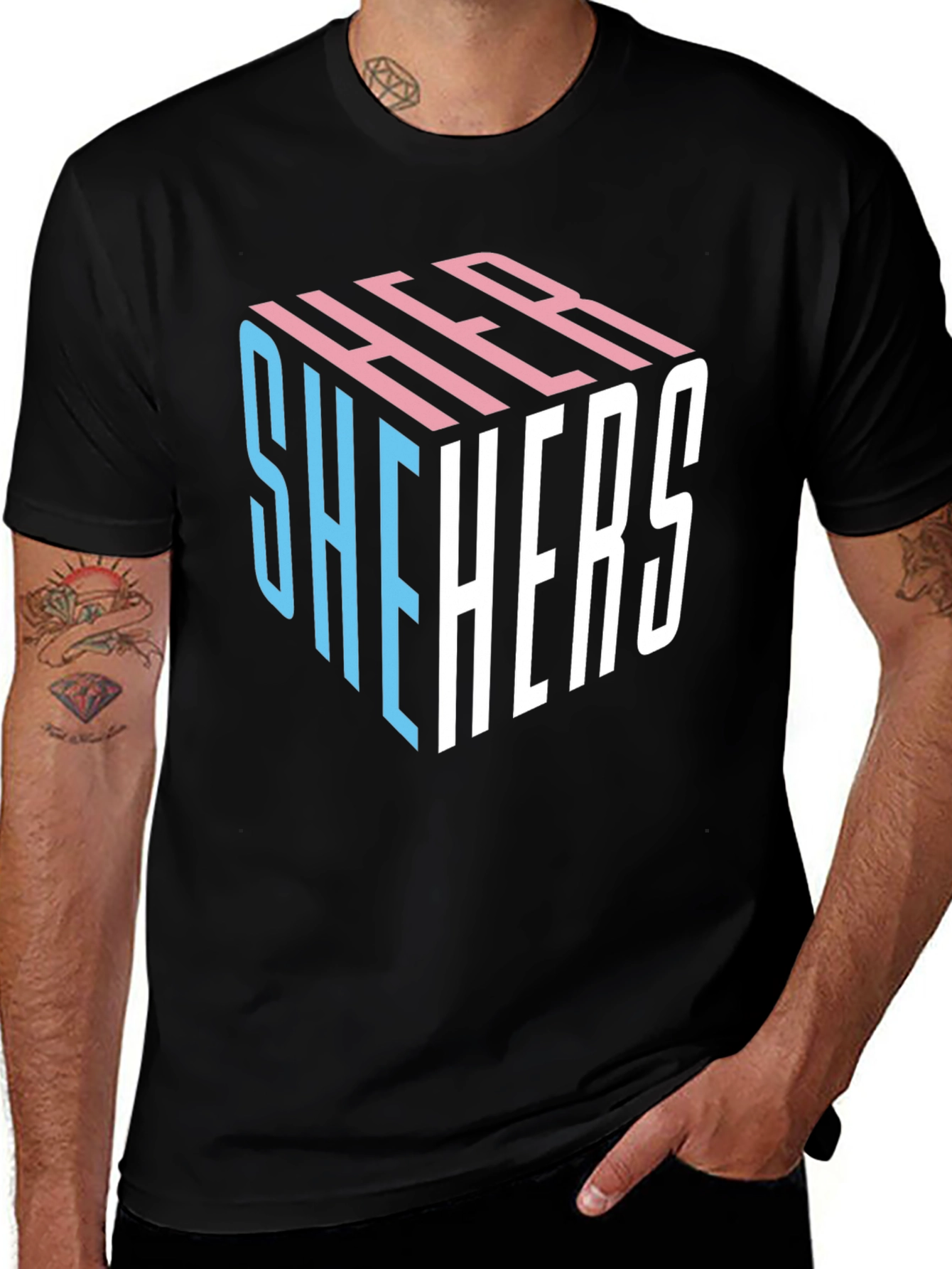 She Hers LGBTQ+ Pride Cube T-Shirt