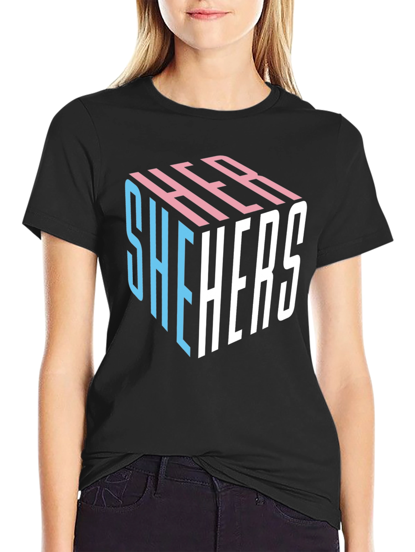 She Hers LGBTQ+ Pride Cube T-Shirt