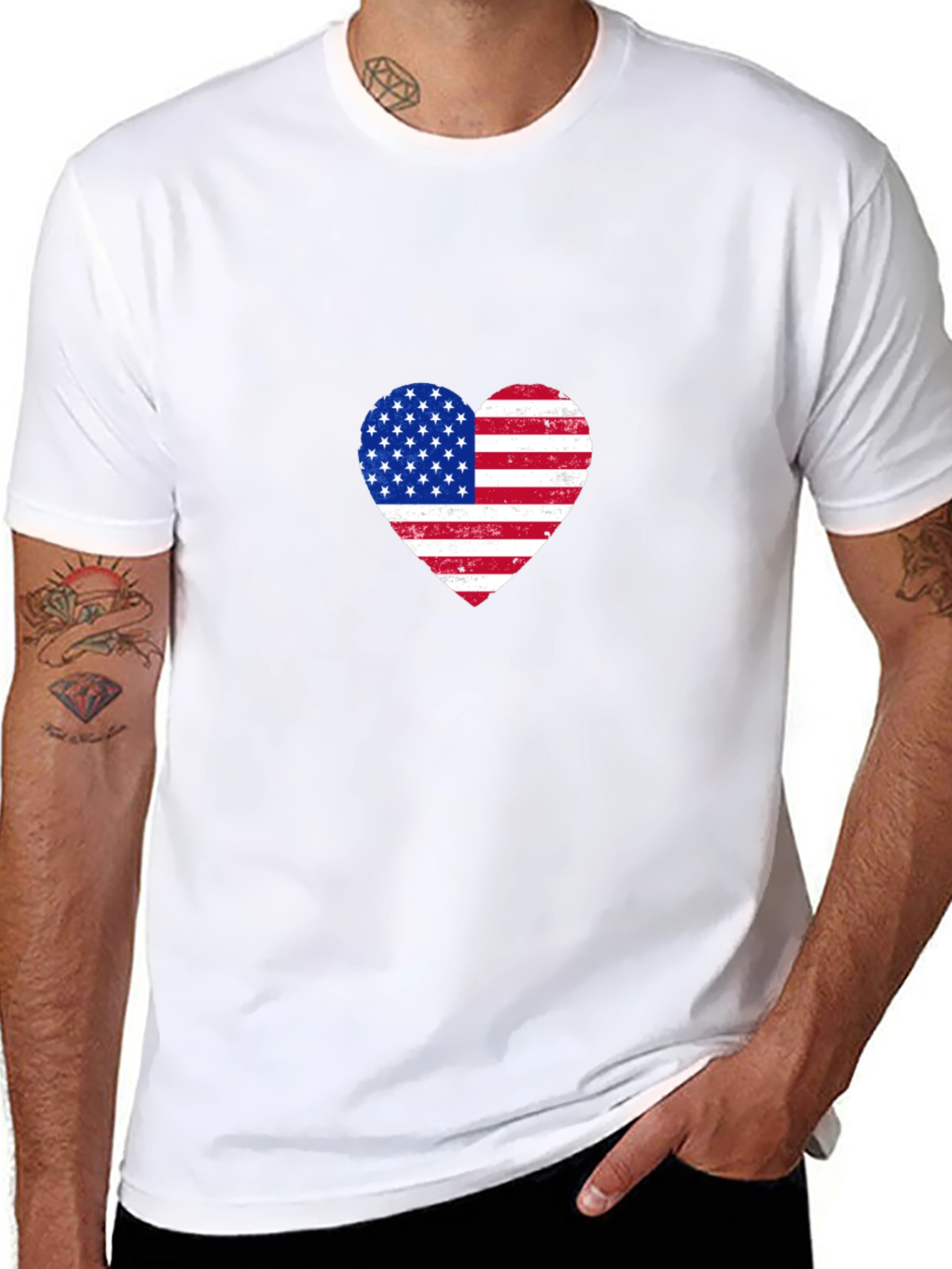 American Flag Heart Graphic T-Shirt