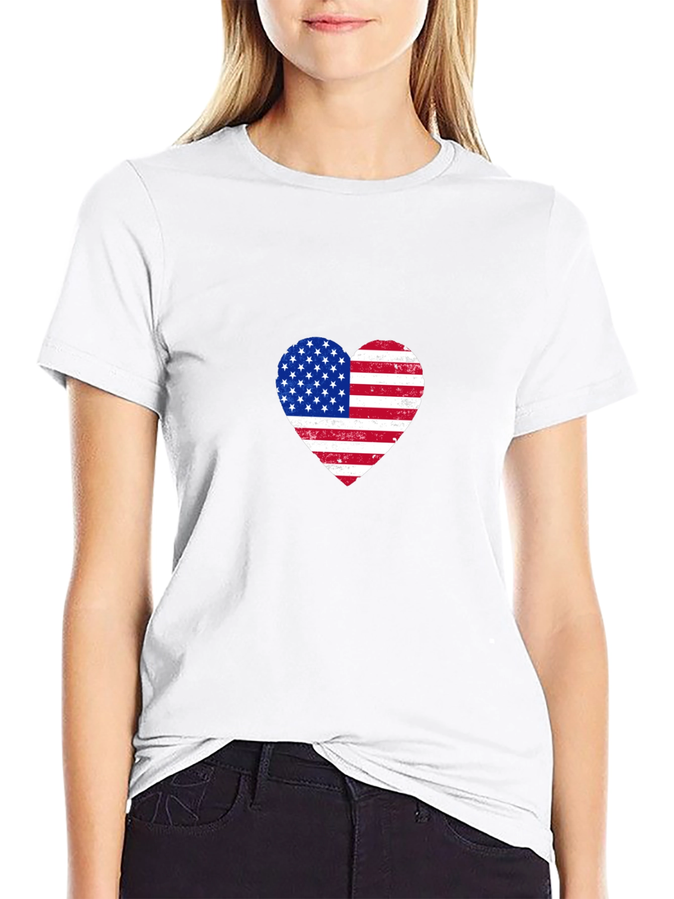 American Flag Heart Graphic T-Shirt