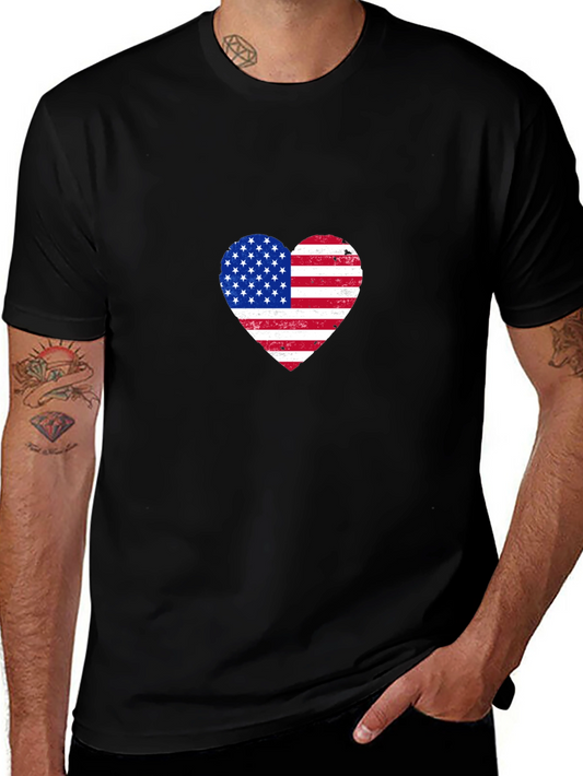 American Flag Heart Graphic T-Shirt