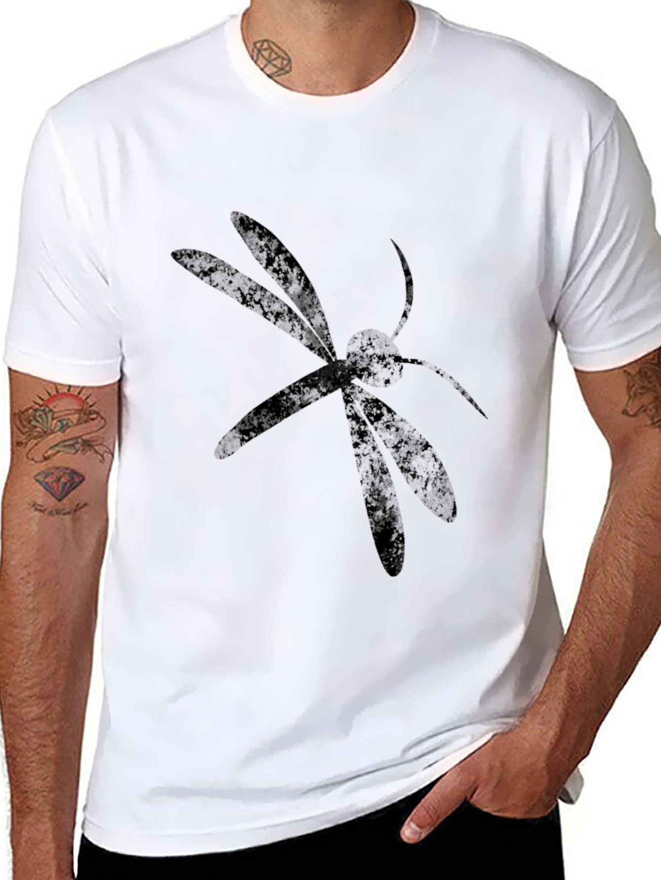 Black Dragonfly Graphic Tee - Modern Insect Design