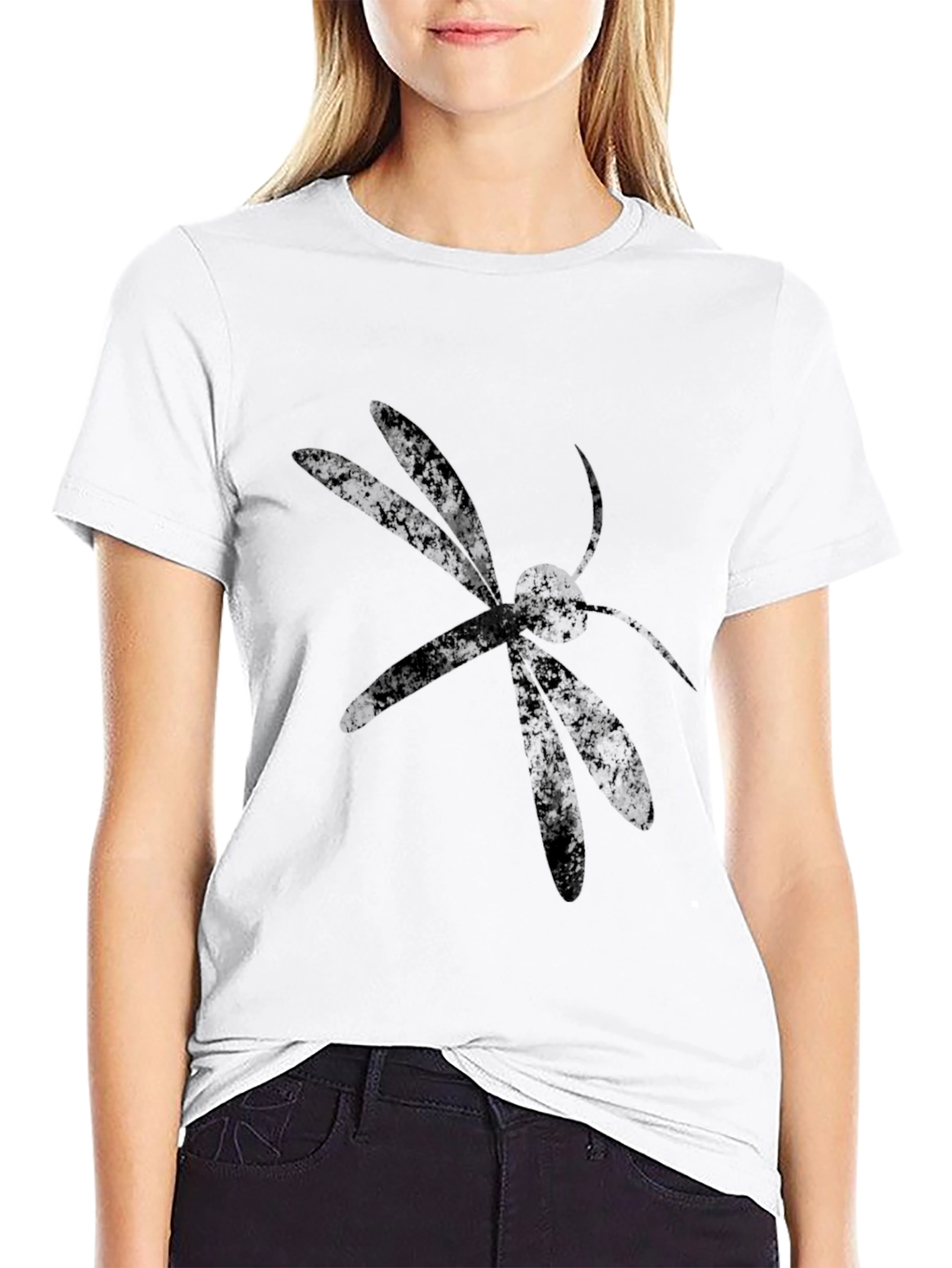 Black Dragonfly Graphic Tee - Modern Insect Design