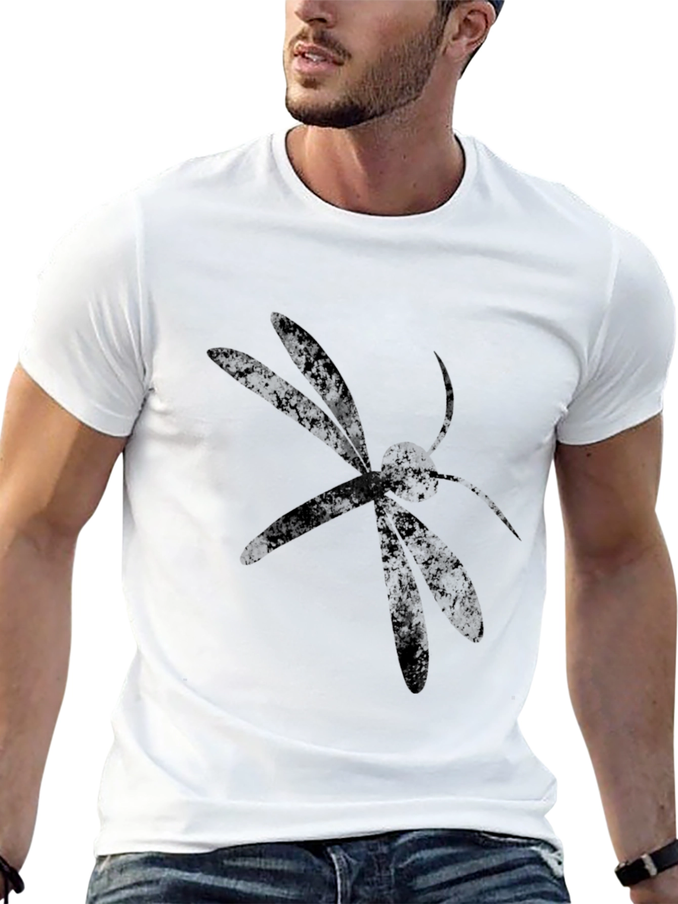 Black Dragonfly Graphic Tee - Modern Insect Design