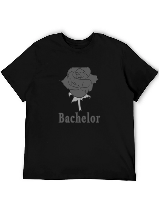 Bachelor Rose Graphic Tee - Soft Black Cotton