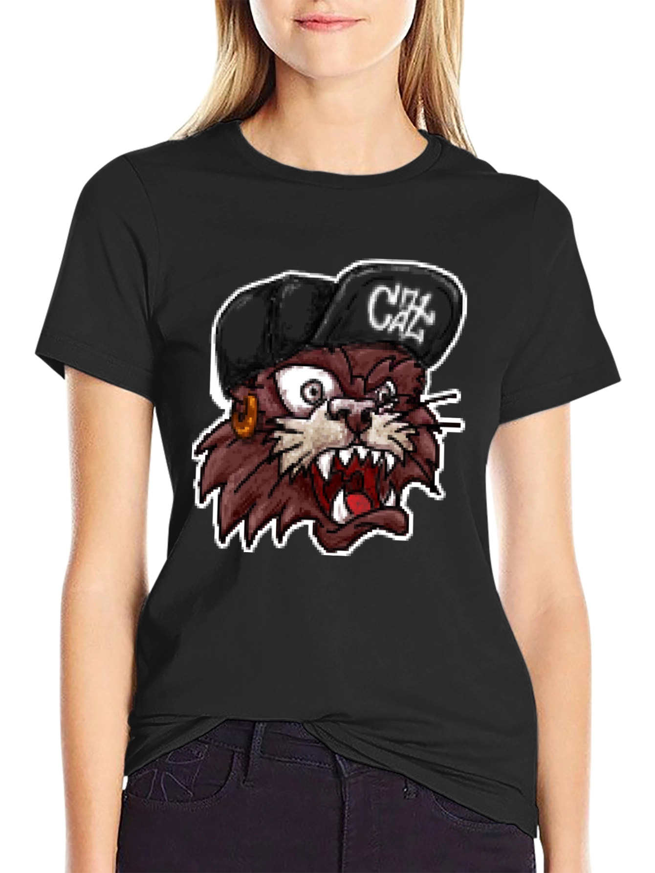 Cartoon Cat Graphic T-Shirt