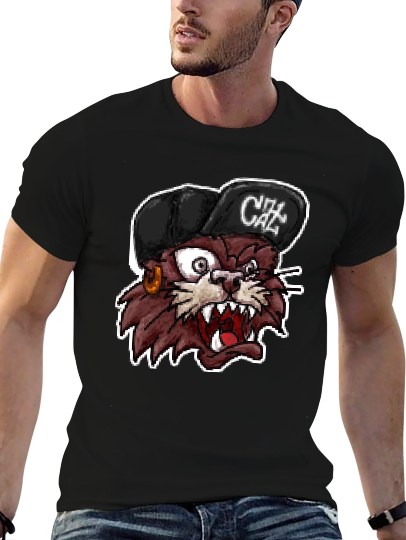 Cartoon Cat Graphic T-Shirt