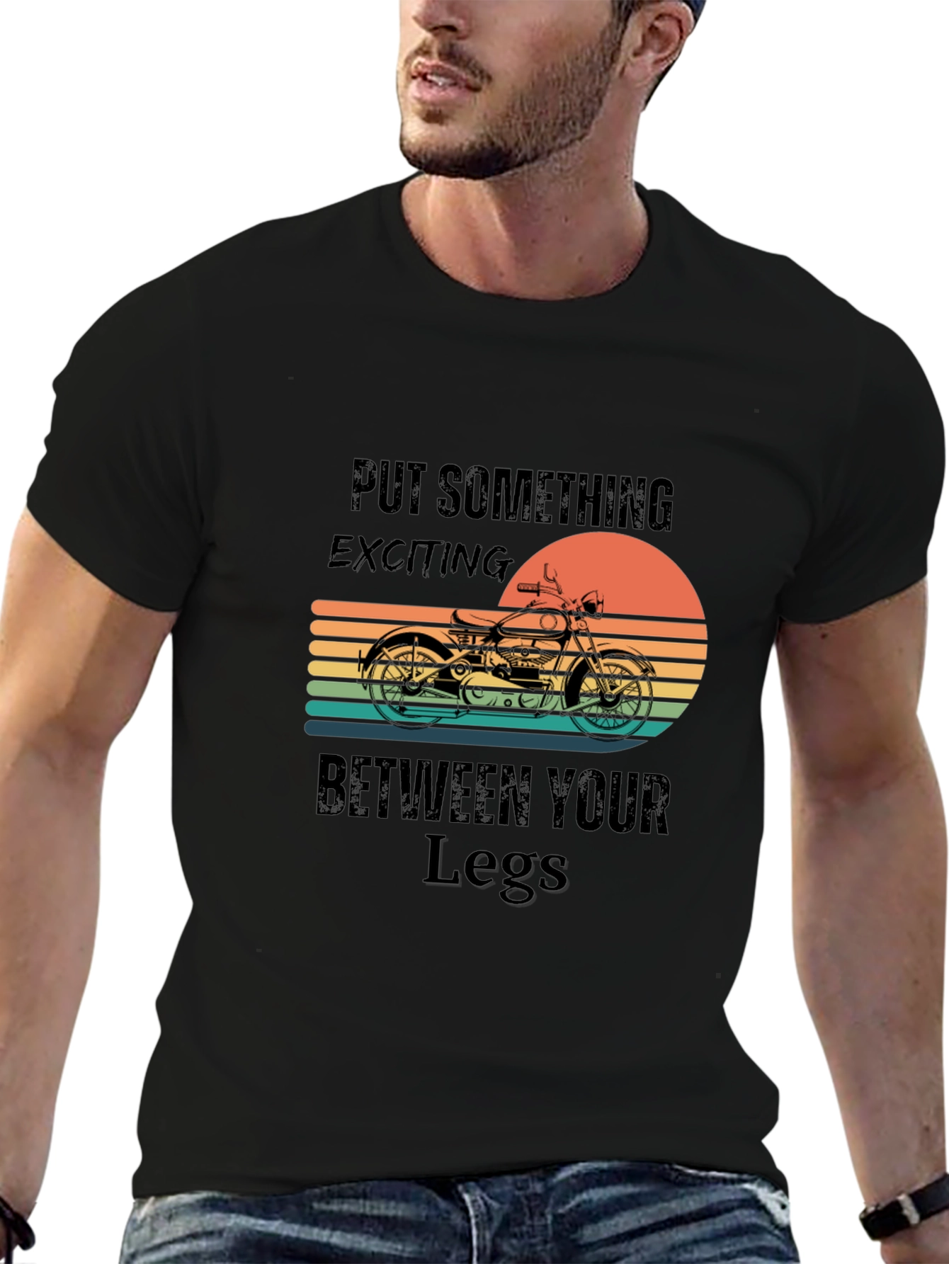 Exciting Motorcycle Graphic Tee - Black
