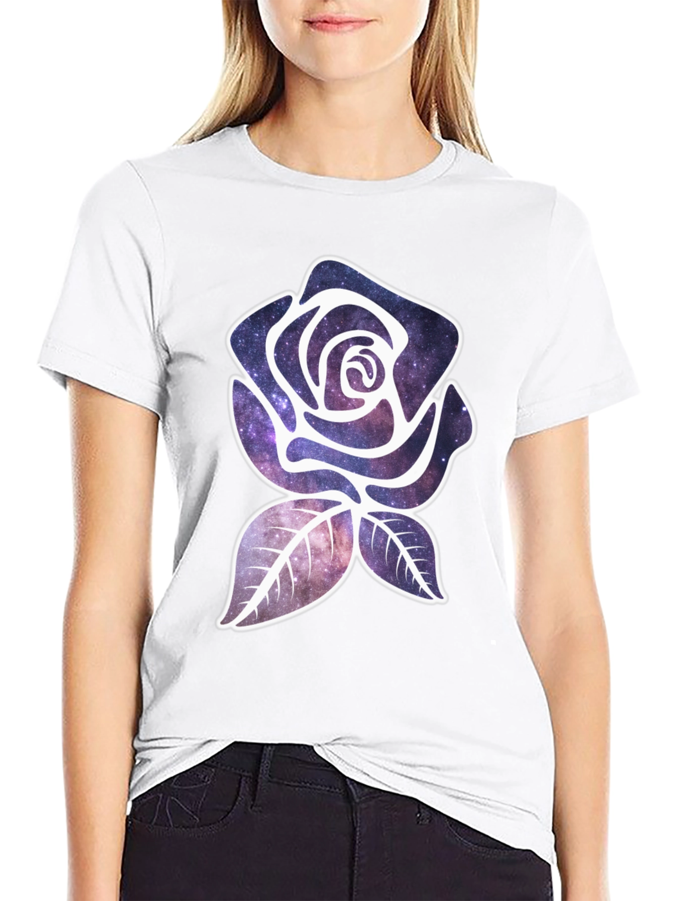 Galaxy Rose Graphic Tee - Unique Design