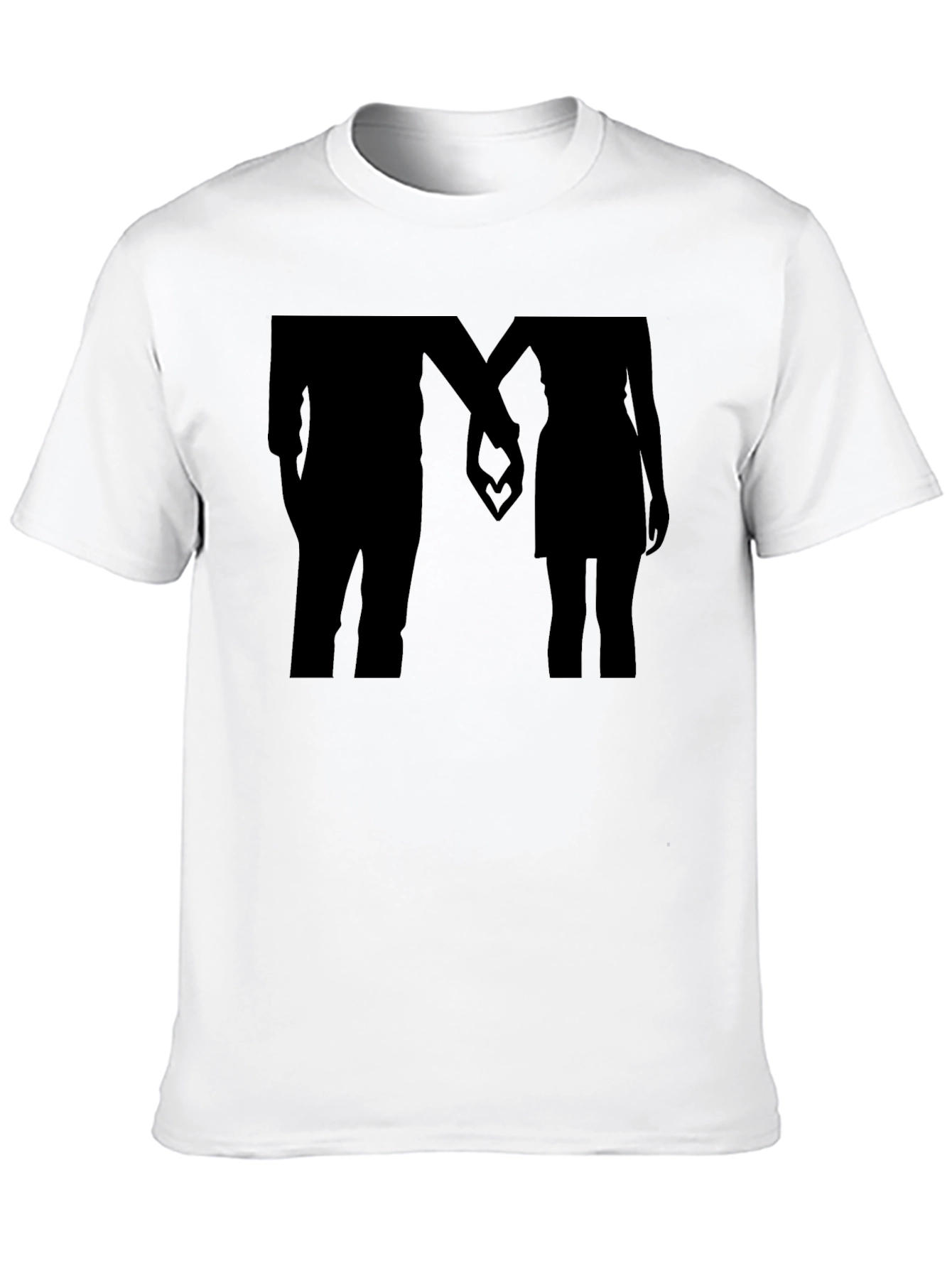 Romantic Couple Silhouette Black T-Shirt