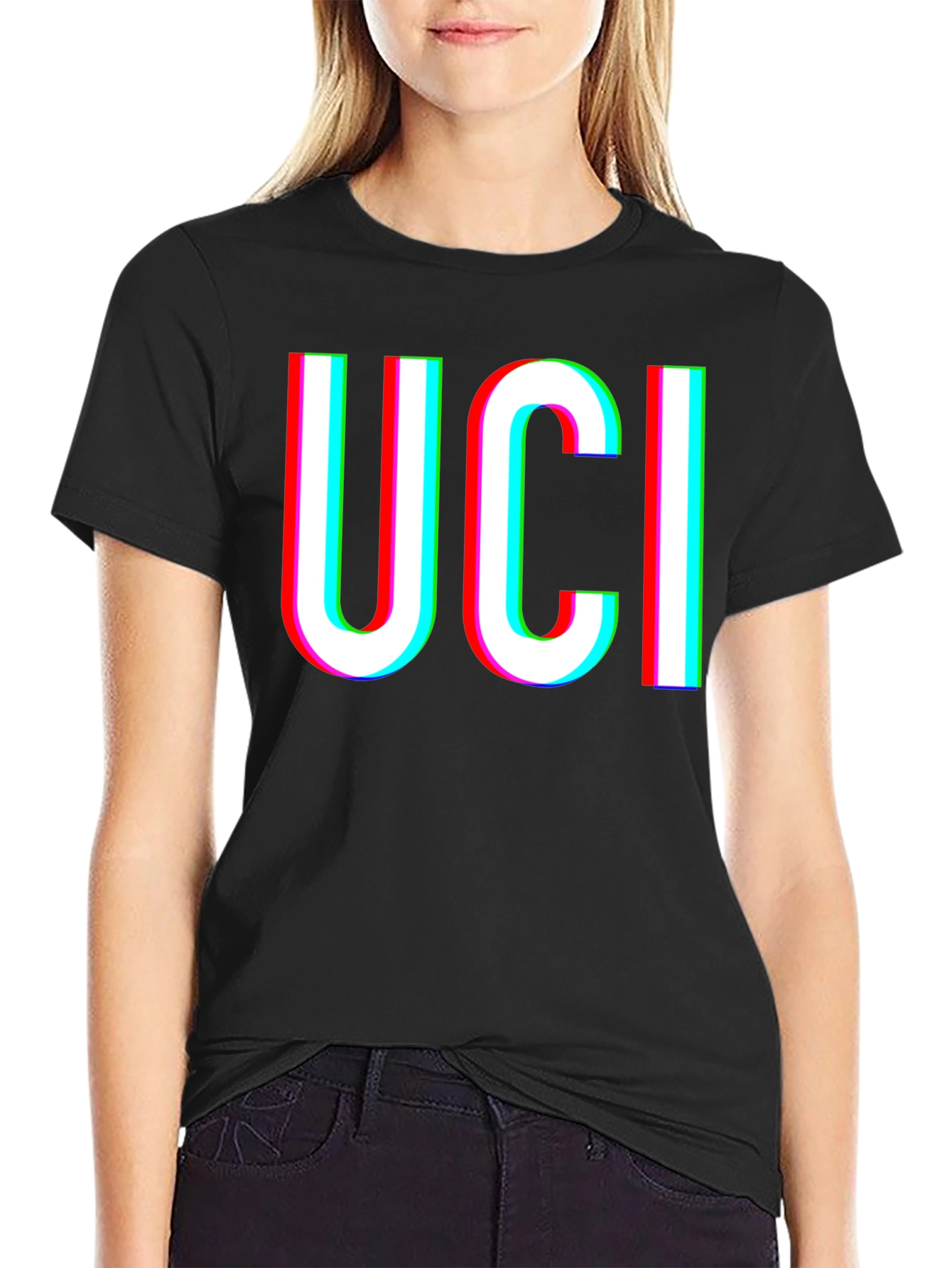 UCI Glitch Graphic Black T-Shirt