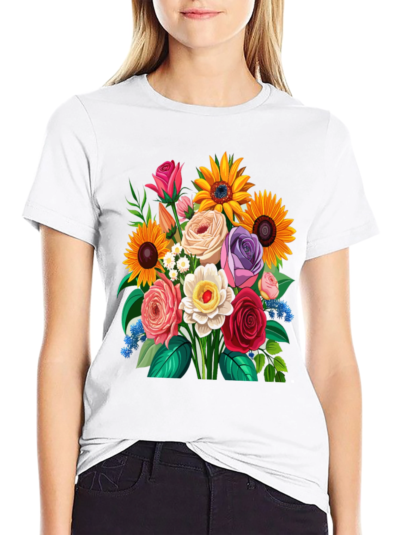 Floral Bouquet Graphic Tee - Mens Casual T-Shirt