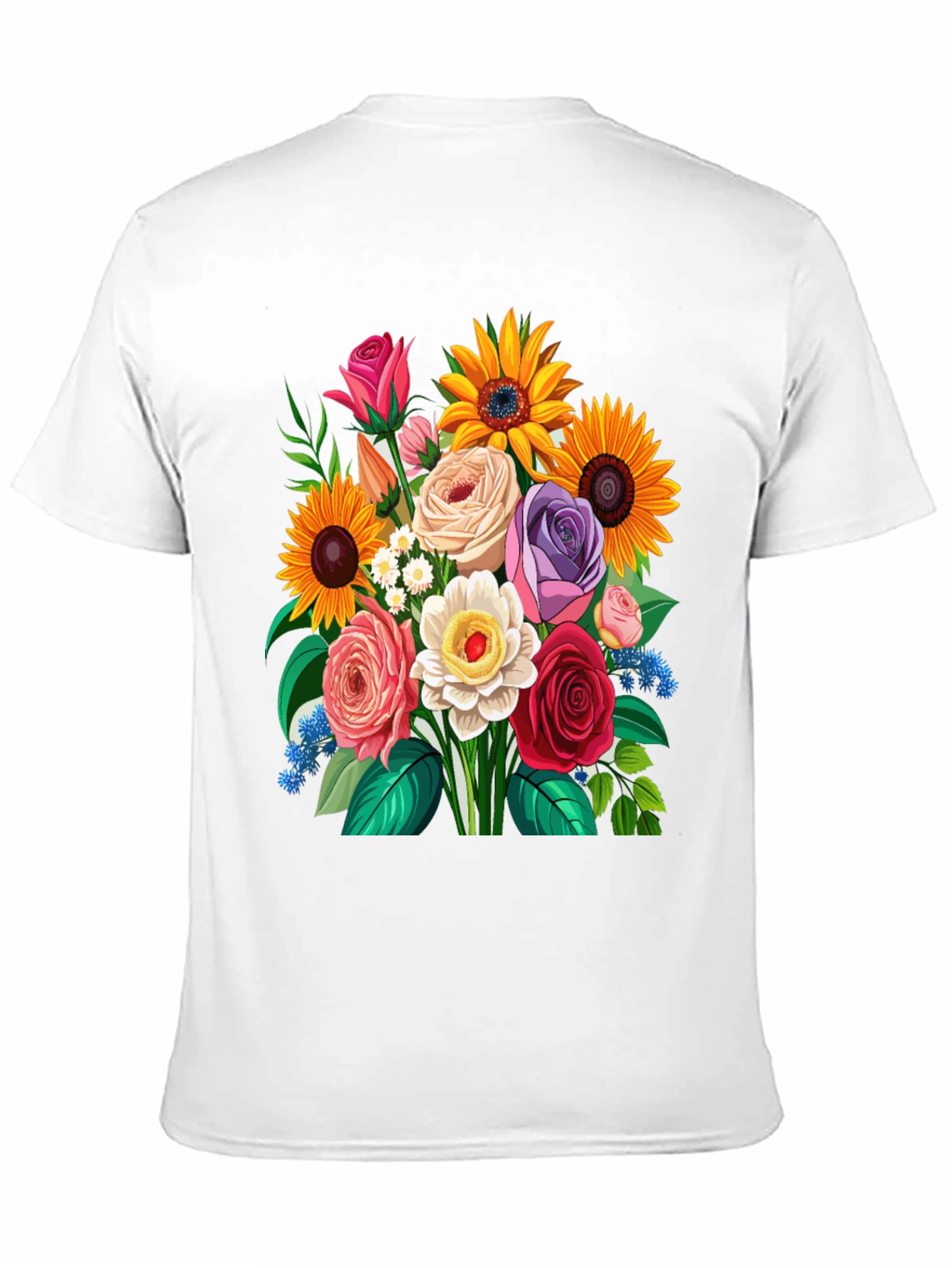 Floral Bouquet Graphic Tee - Mens Casual T-Shirt