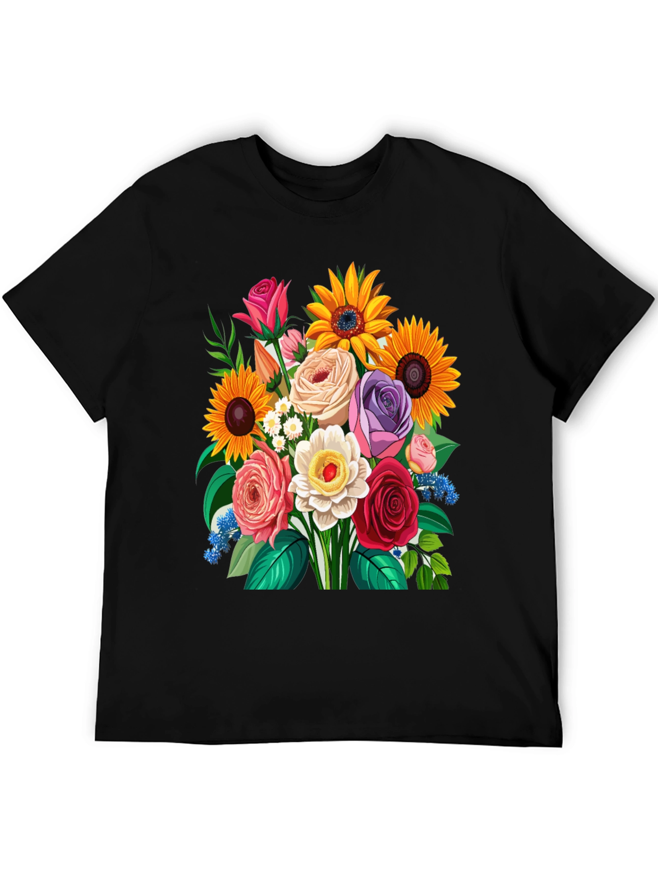 Floral Bouquet Graphic Tee - Mens Casual T-Shirt