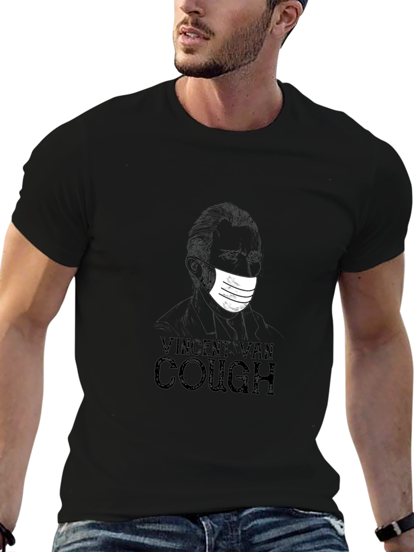 Vincent Van Cough Graphic T-Shirt - Black