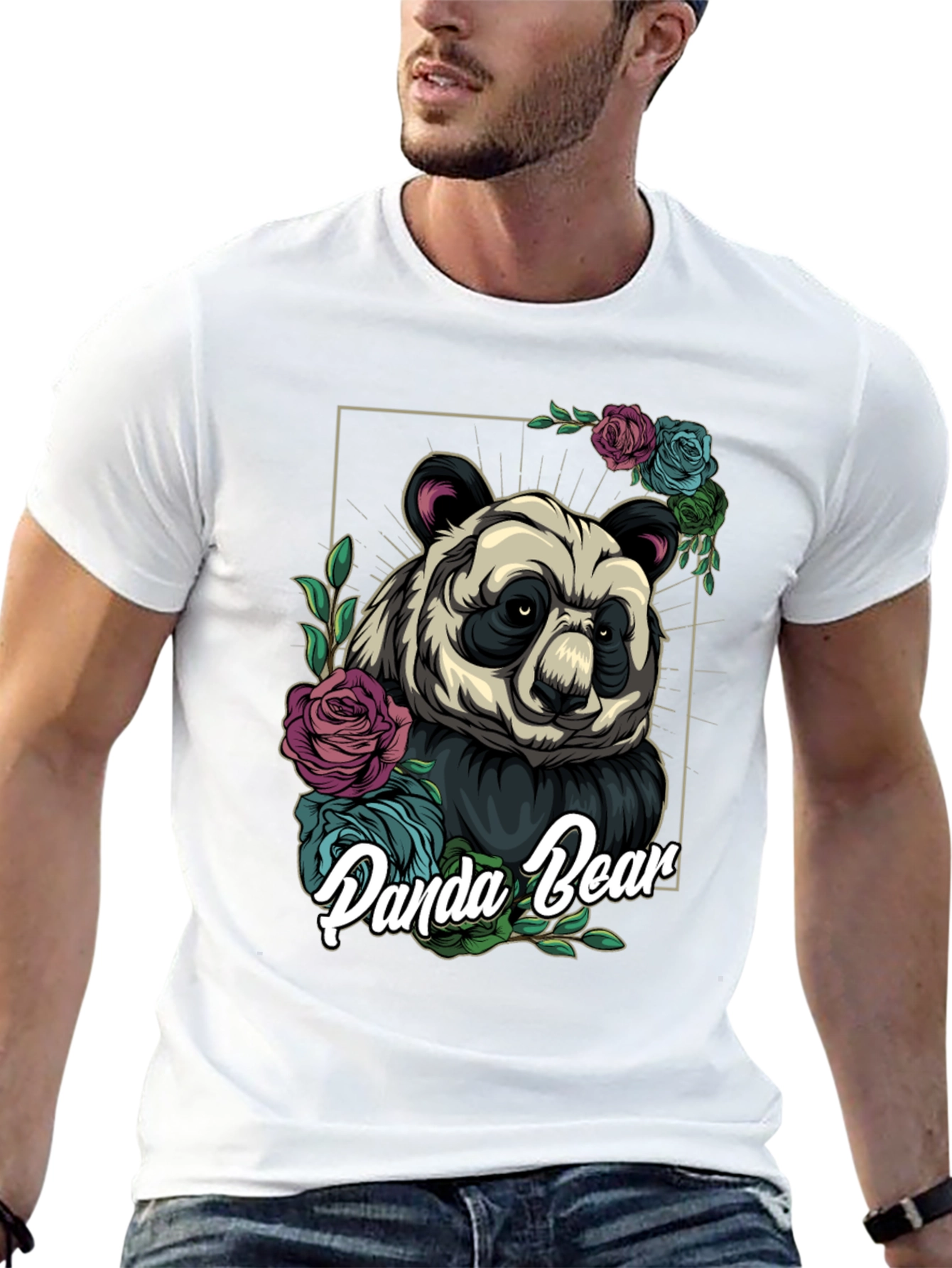 Panda Bear Floral T-Shirt - Unique Graphic Tee