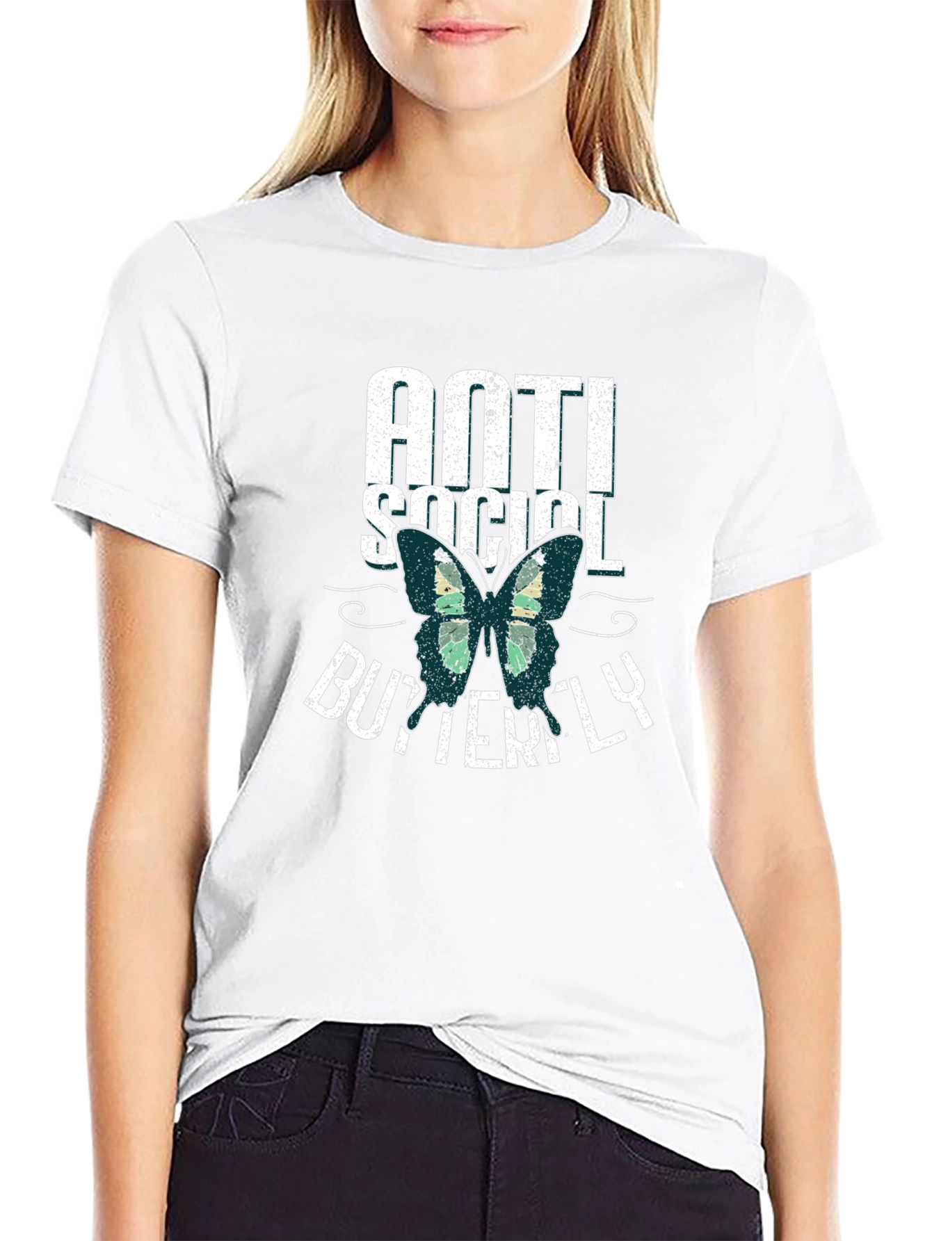 Anti Social Butterfly Graphic T-Shirt