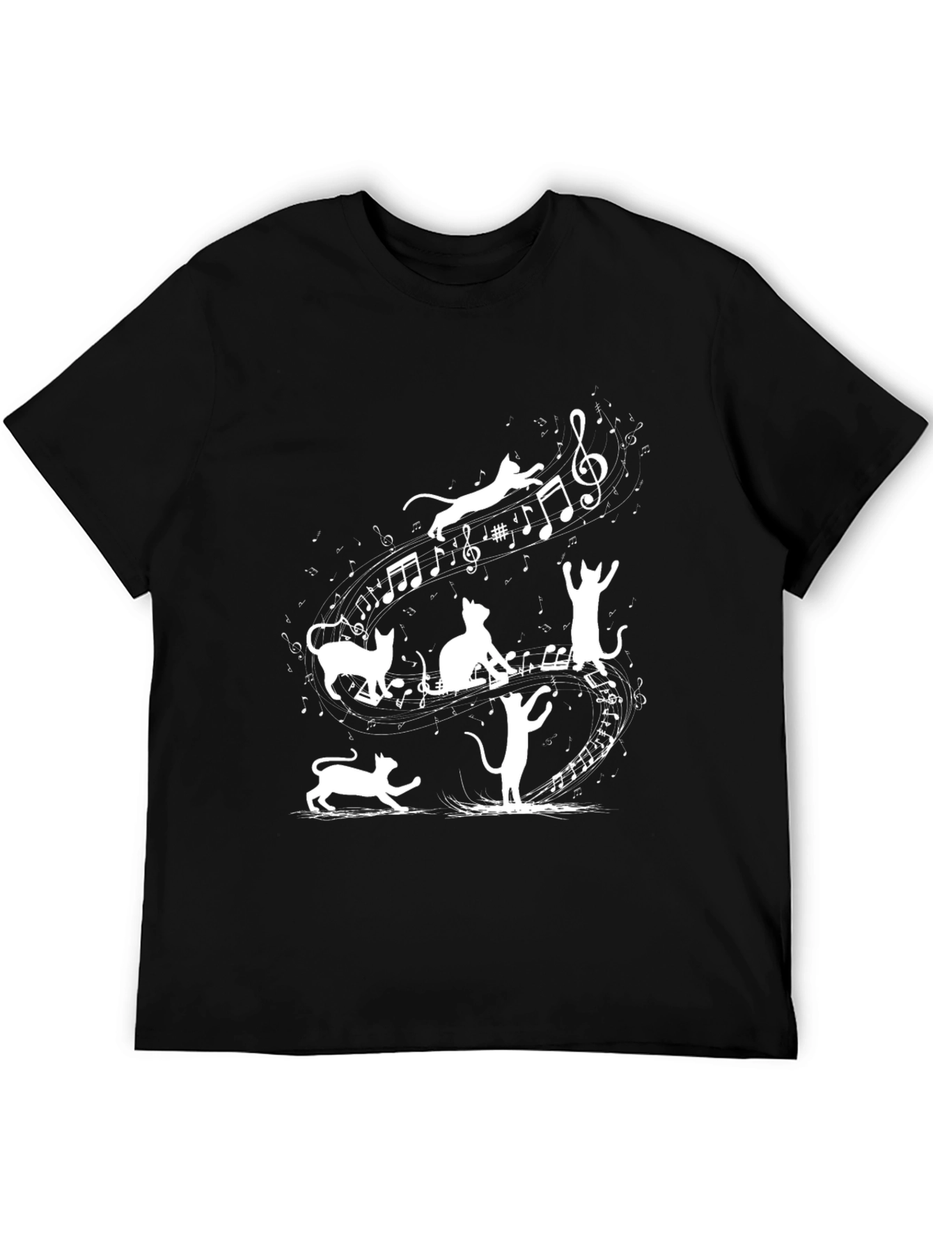 Musical Cat T-Shirt - Black Novelty Graphic Tee