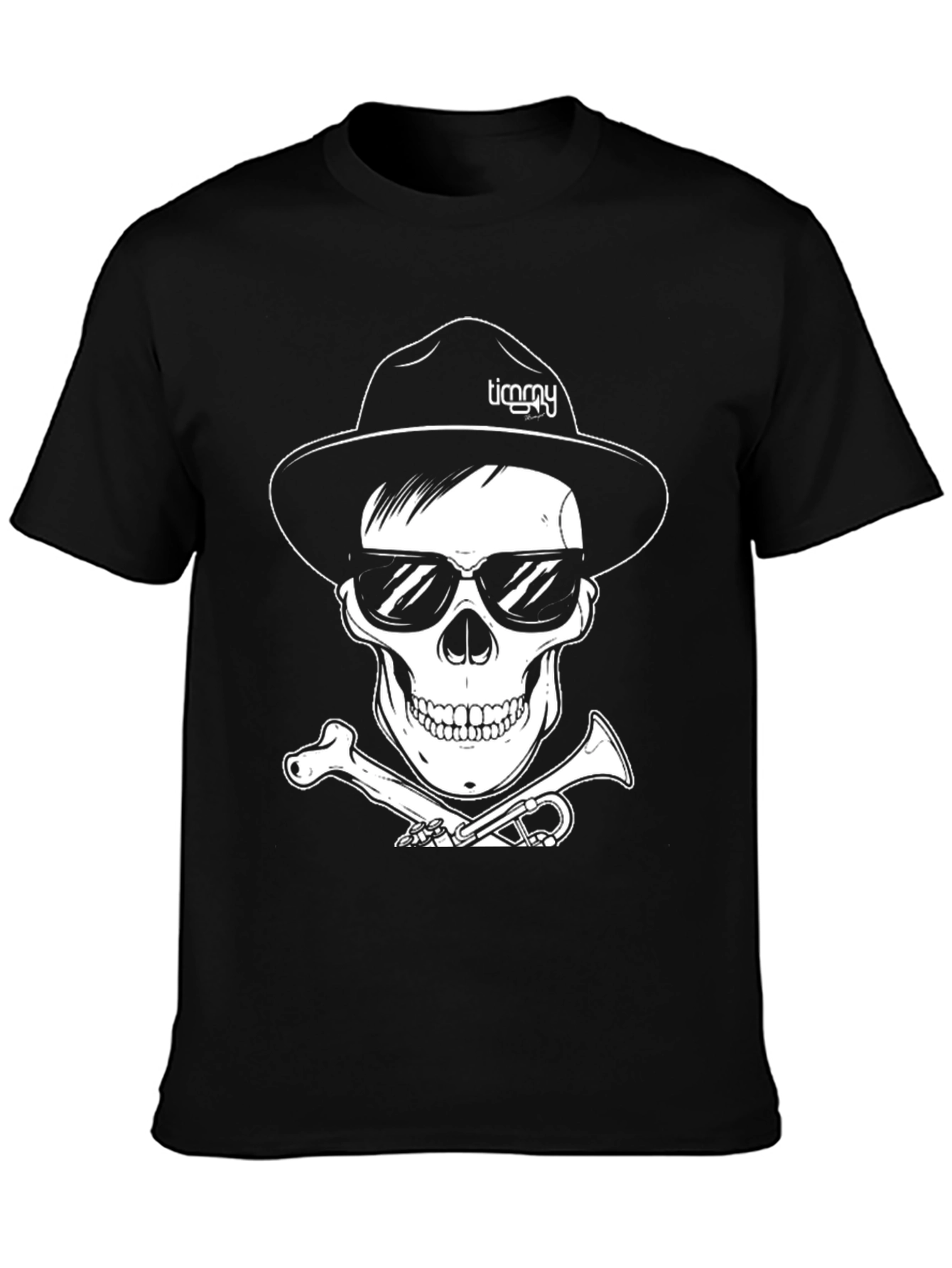 Skull with Hat & Sunglasses Graphic Tee