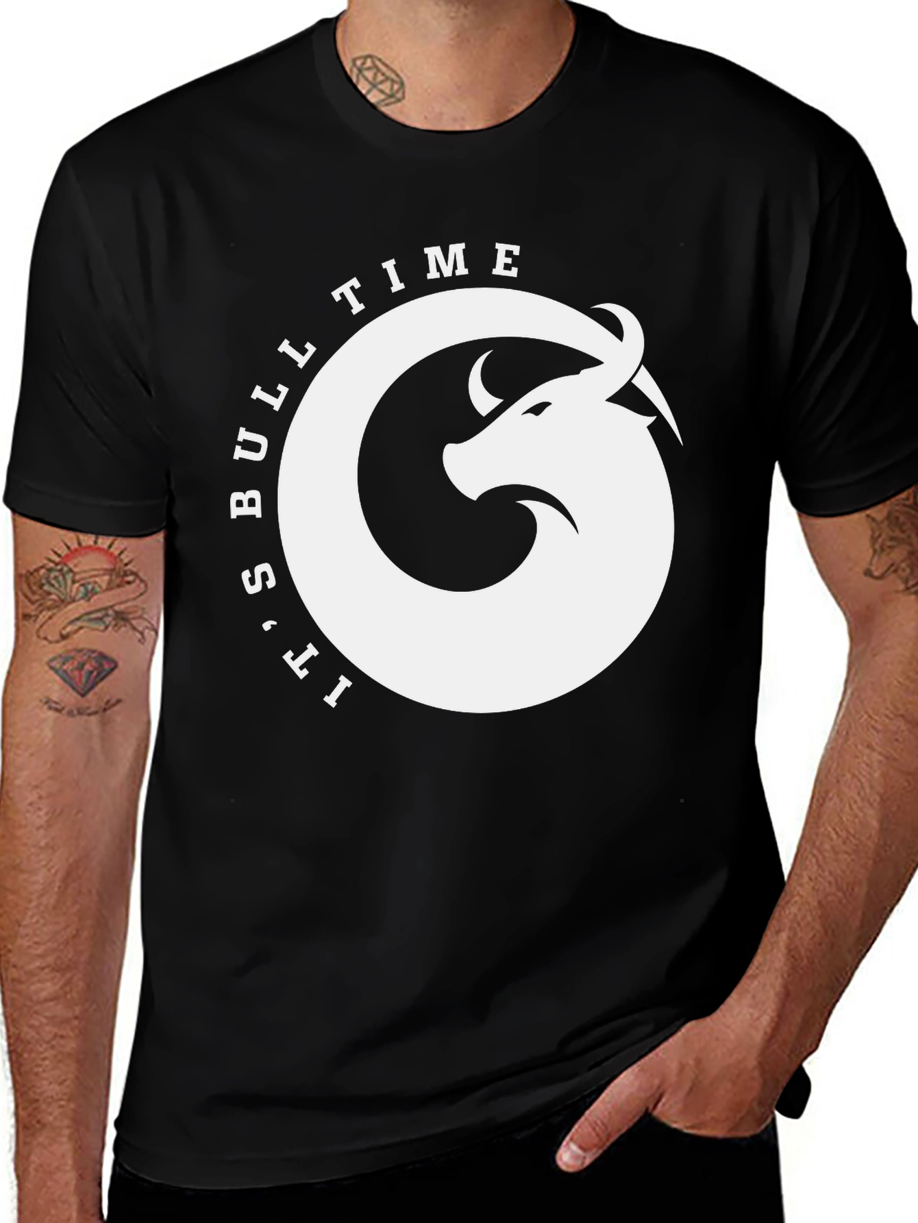 Bull Time Black Graphic Tee