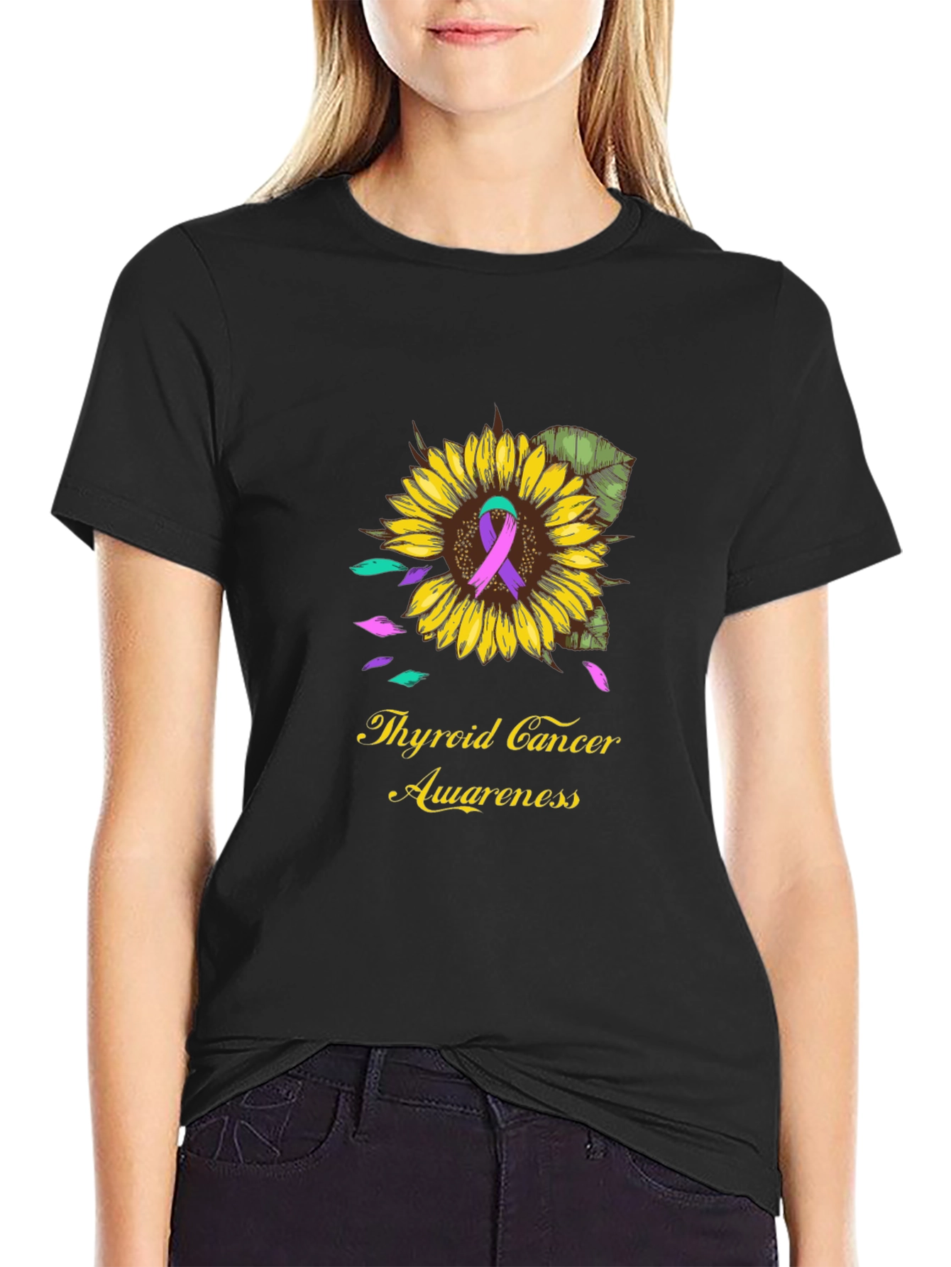 Thyroid Cancer Awareness Sunflower Tee
