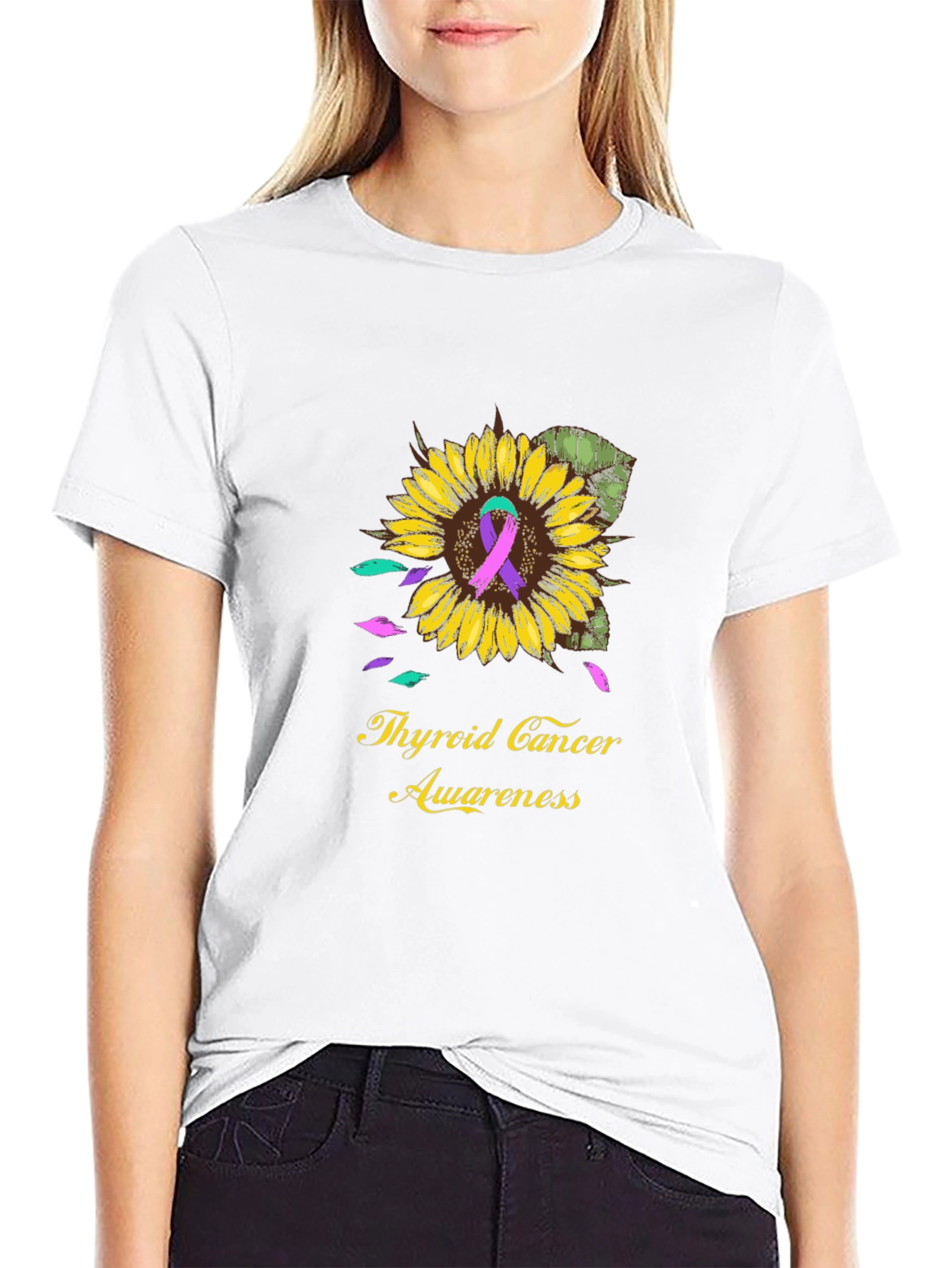 Thyroid Cancer Awareness Sunflower Tee
