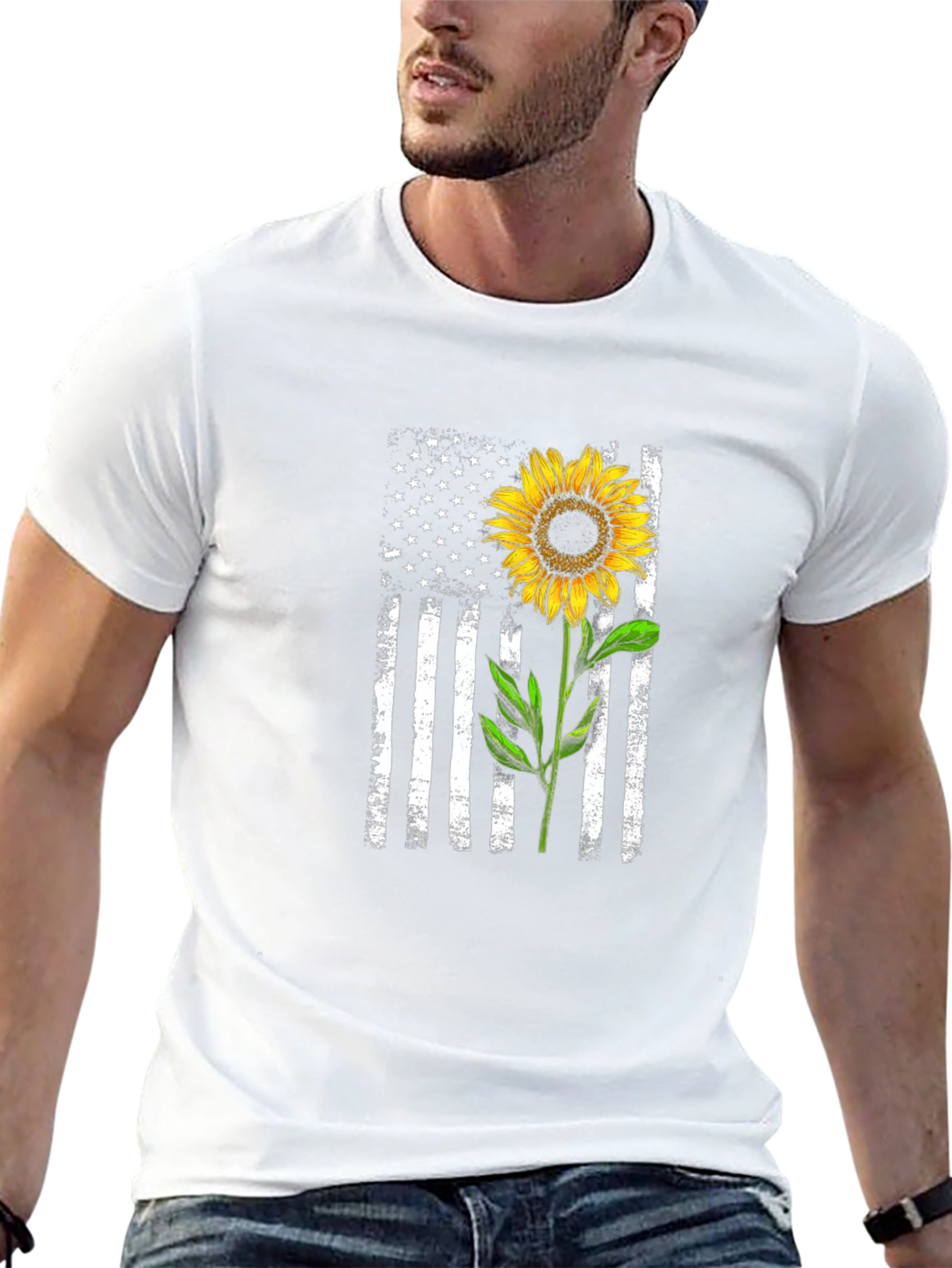 Sunflower American Flag Graphic Tee