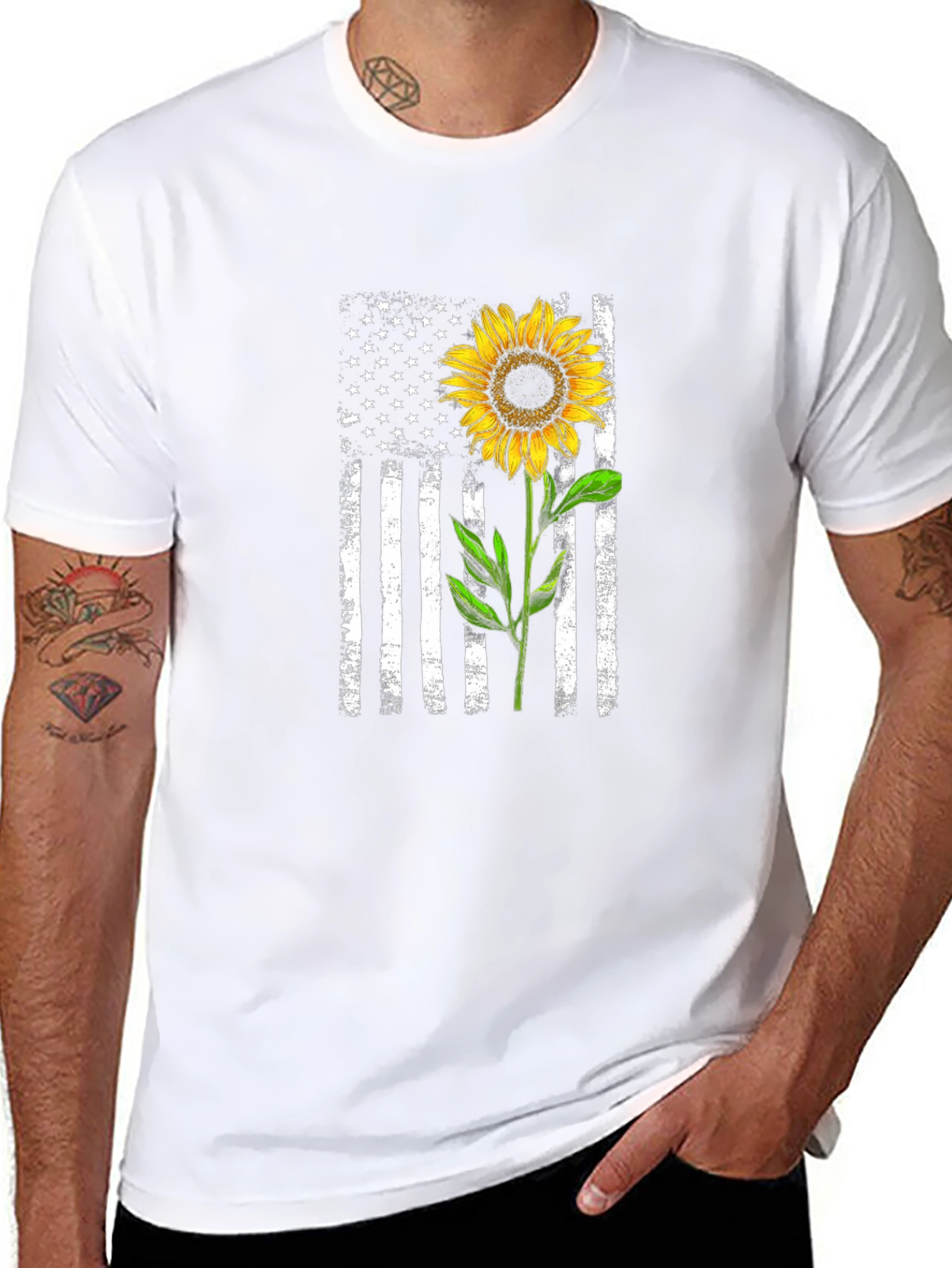 Sunflower American Flag Graphic Tee