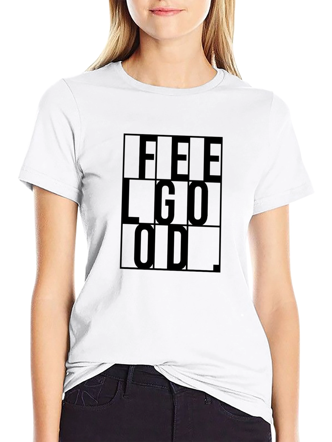 Feel Good Graphic Print Black T-Shirt