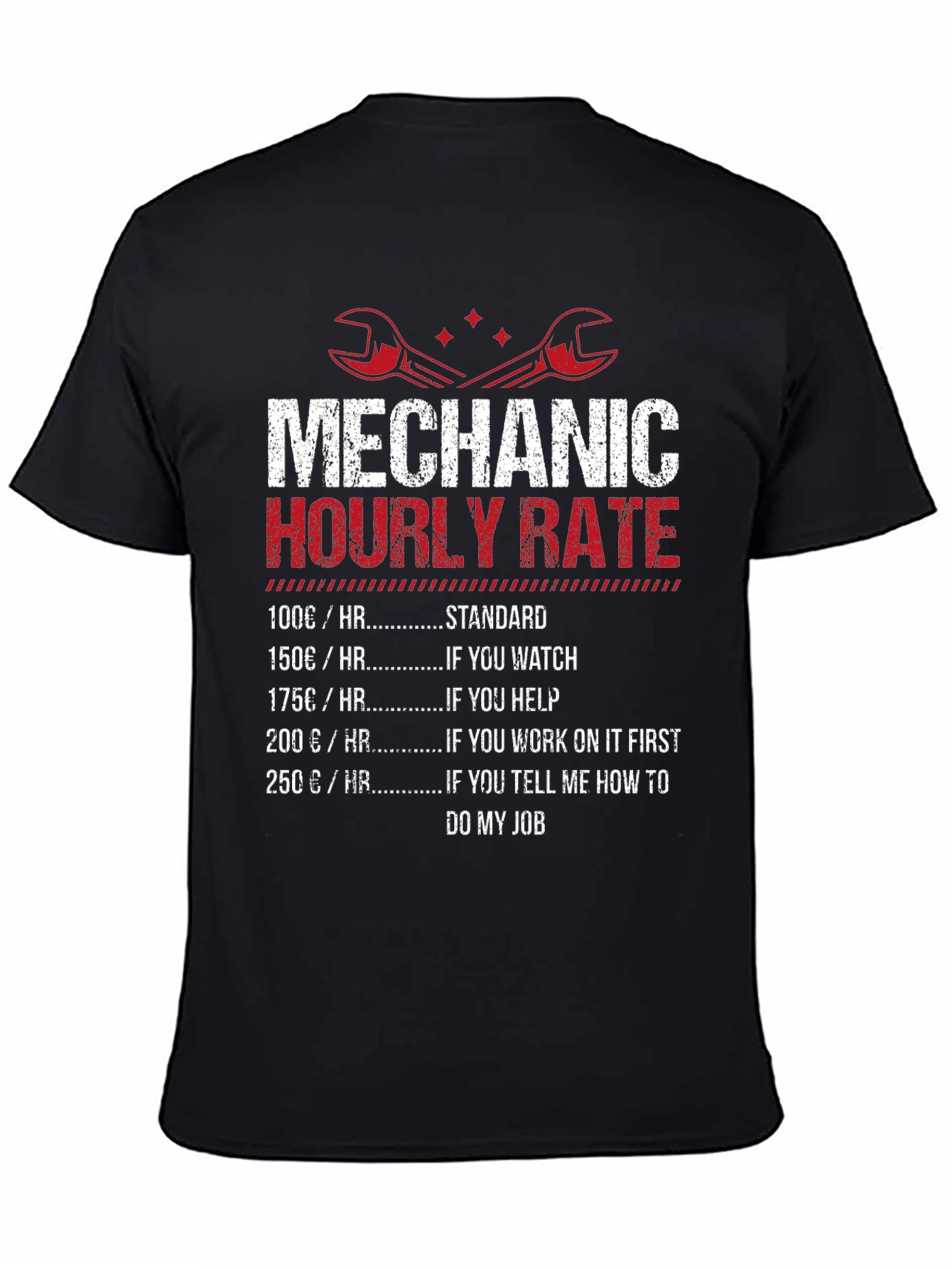 Mechanic Hourly Rate Black T-Shirt