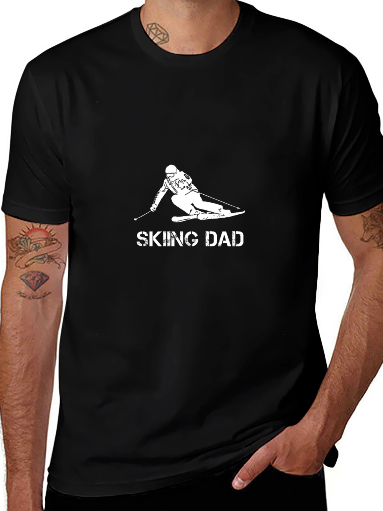 Skiing Dad Black T-Shirt