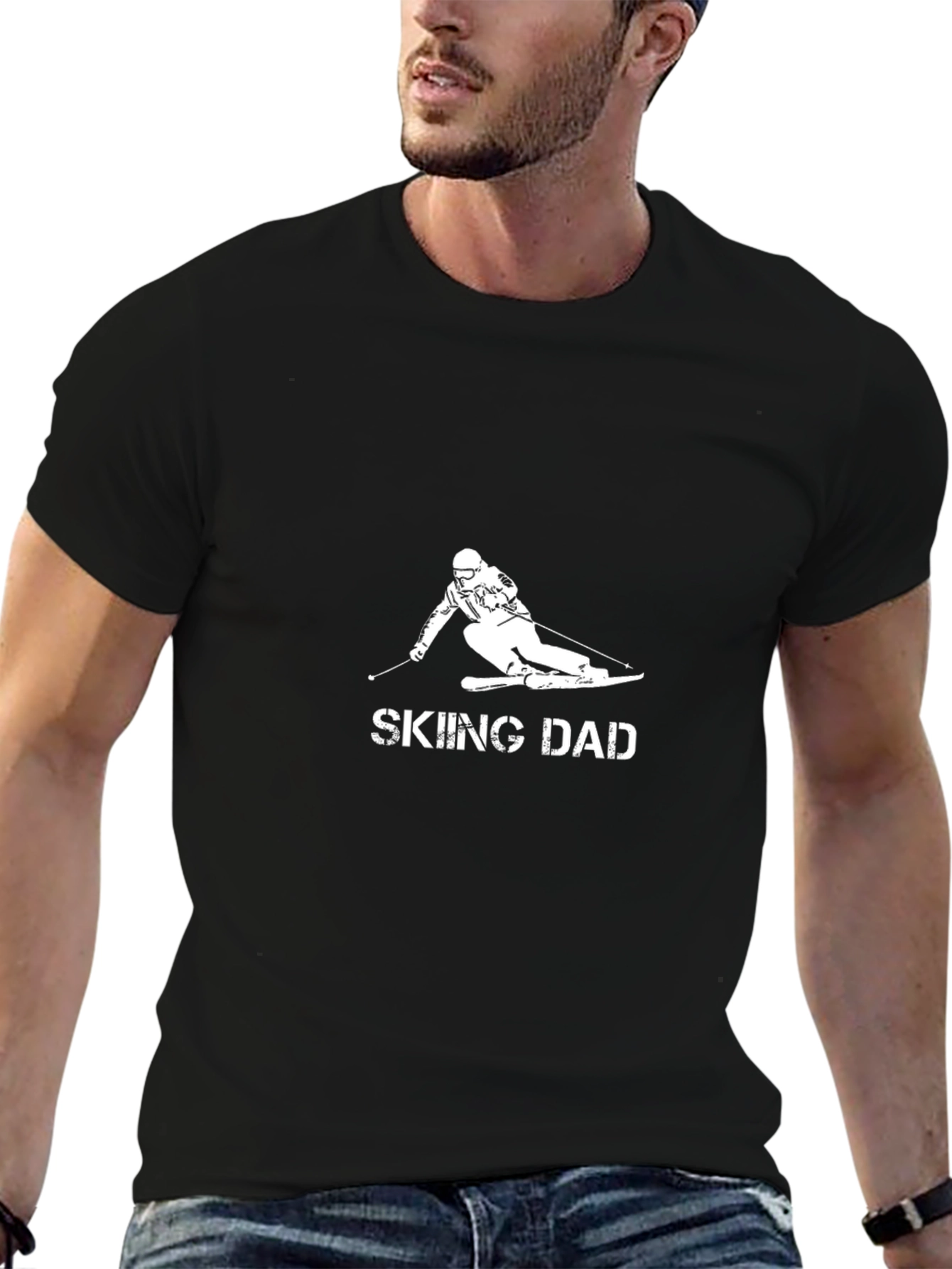 Skiing Dad Black T-Shirt