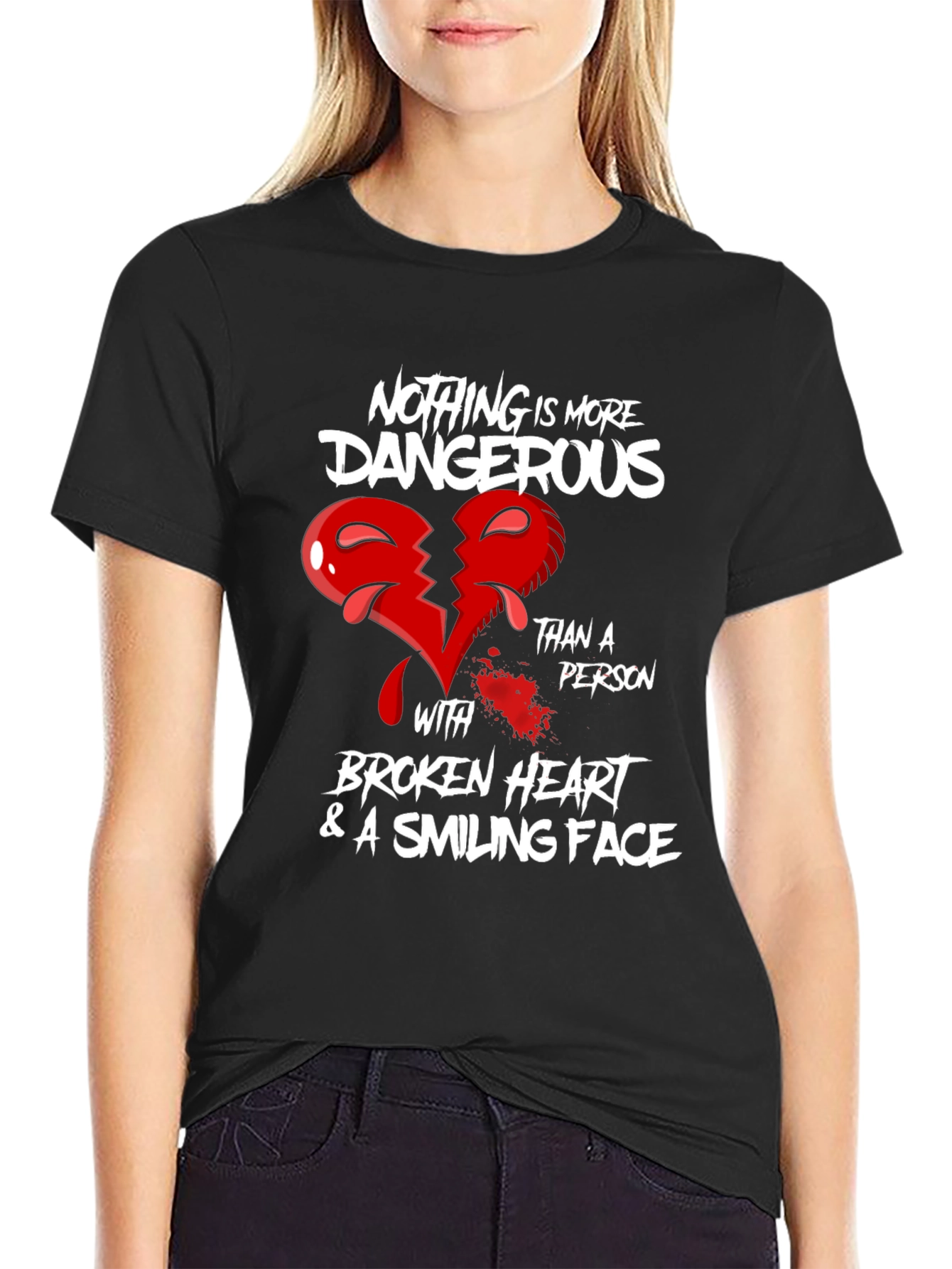 Dangerous Broken Heart Graphic Tee - Mens Black T-Shirt