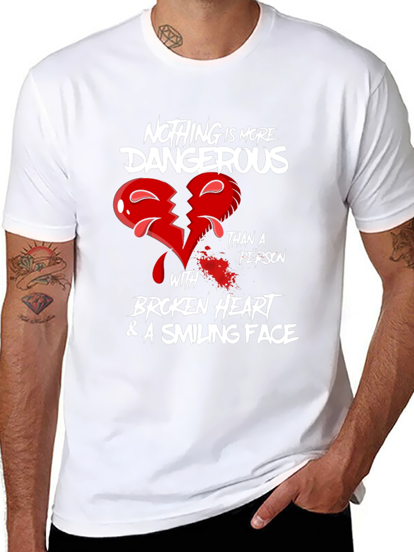 Dangerous Broken Heart Graphic Tee - Mens Black T-Shirt