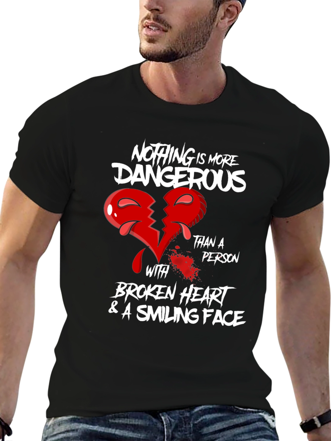 Dangerous Broken Heart Graphic Tee - Mens Black T-Shirt